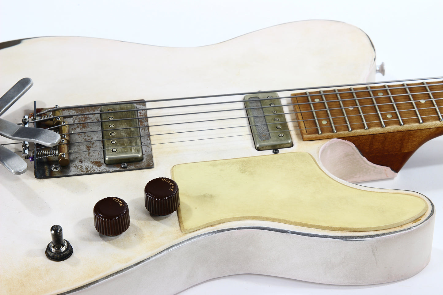 Mule Resophonics MULECASTER Tele Relic Steel Body Baritone Guitar -- Hipshot Palm Bender, Telecaster, White