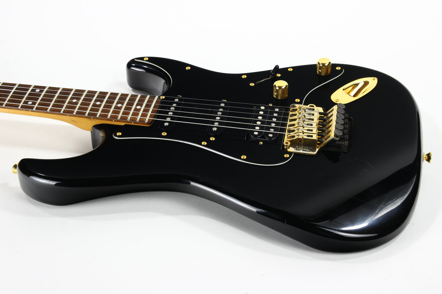 1989 Fender Japan Stratocaster STR-70 Super Strat MIJ Black w/ Gold Hardware -- Floyd Rose EX Trem, HSS, AMAZING PLAYER! ultra