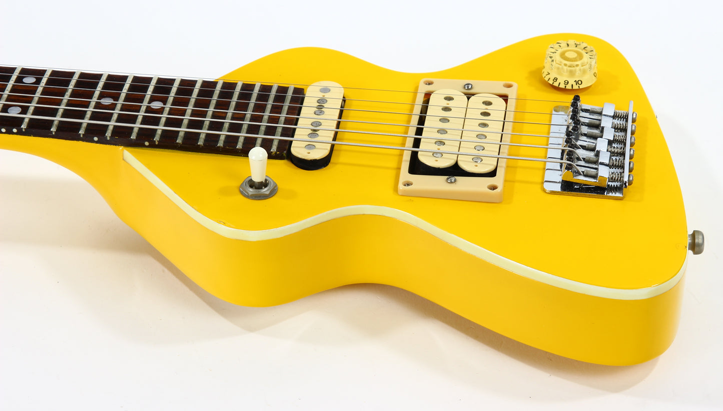 c. 1983 Hondo Dan Erlewine Chiquita Banana Yellow Travel Guitar w/ Amp -- Back to the Future Marty McFly, Billy Gibbons, ZZ Top!