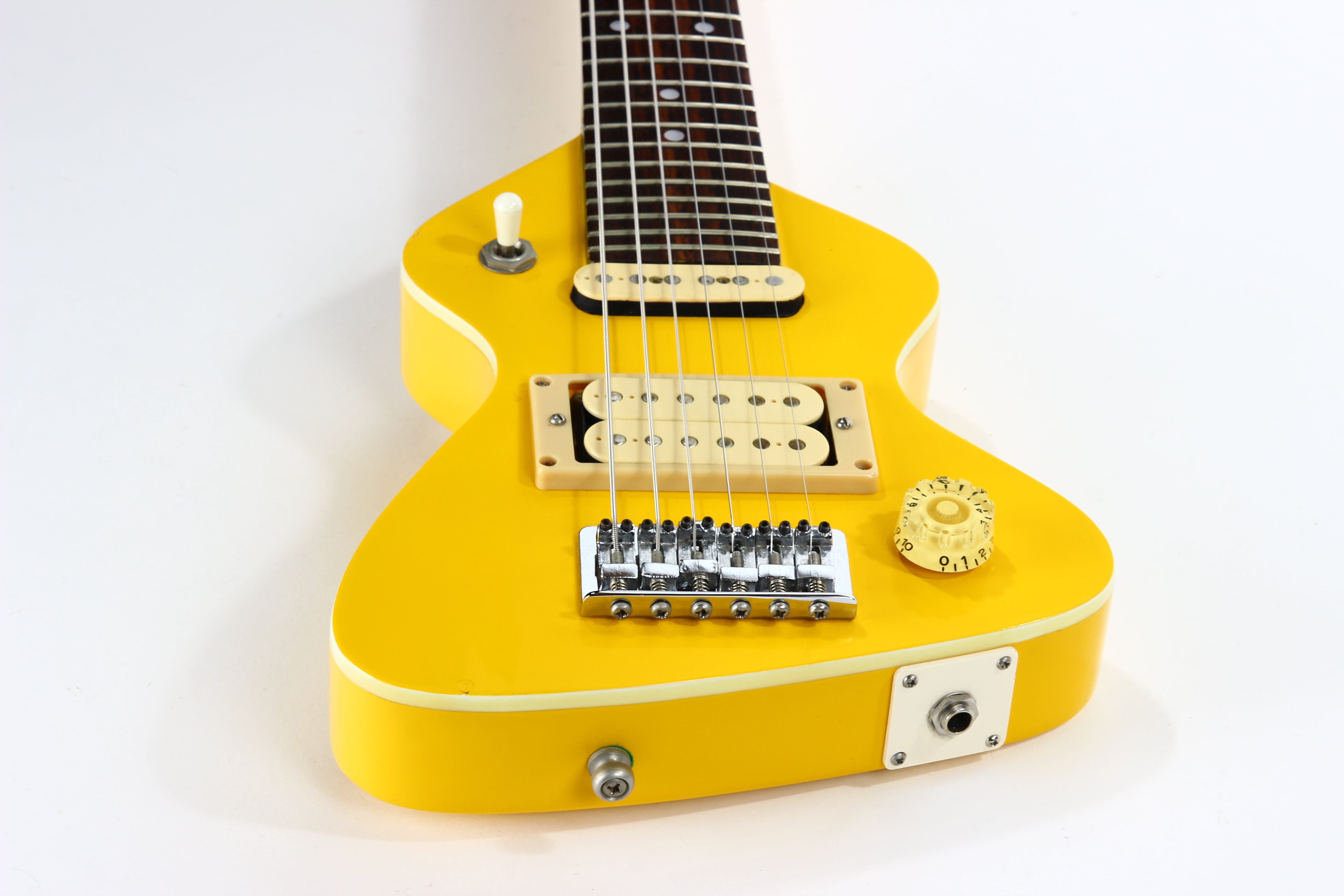 c. 1983 Hondo Dan Erlewine Chiquita Banana Yellow Travel Guitar w/ Amp –  Kansas City Vintage Guitars