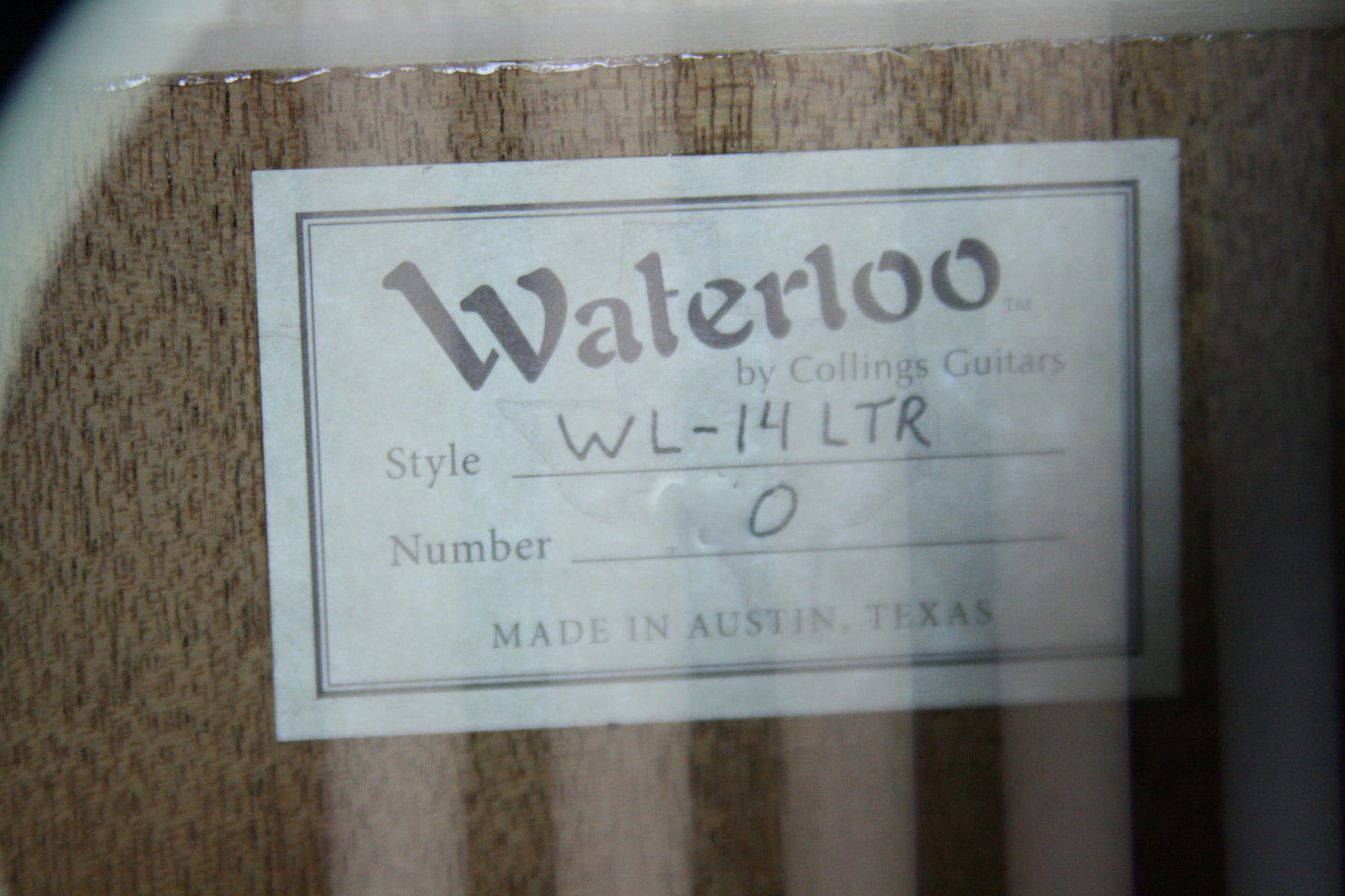 Waterloo WL-14 LTR by Collings! Ladder-Braced L w/ Truss Rod! Black Satin Finish