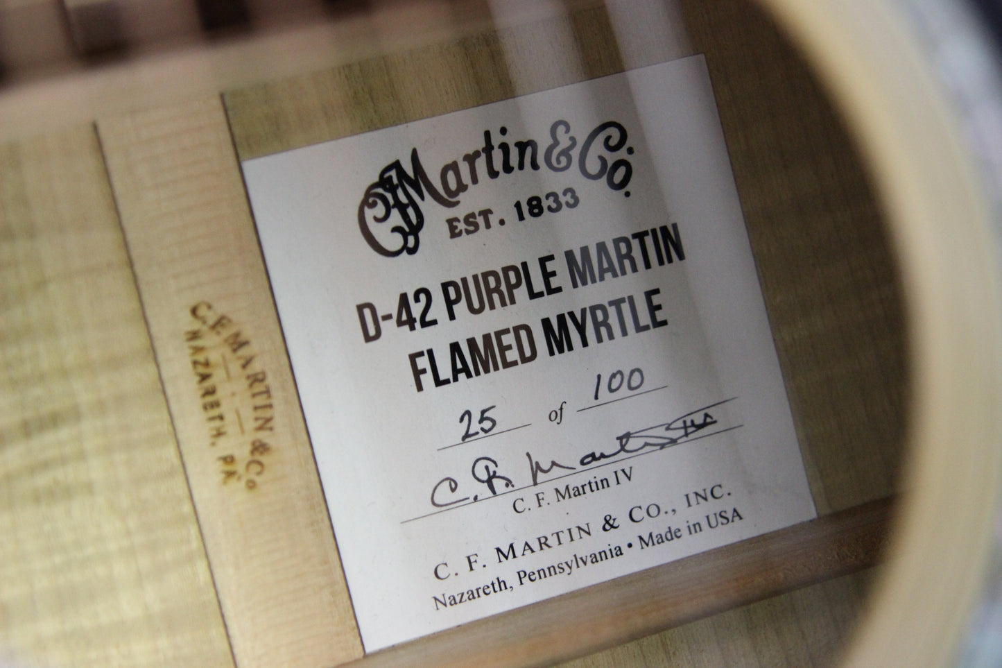 MINT Martin D-42 Purple Martin Flamed Myrtle Limited Edition - Dreadnought, Purple Sunburst
