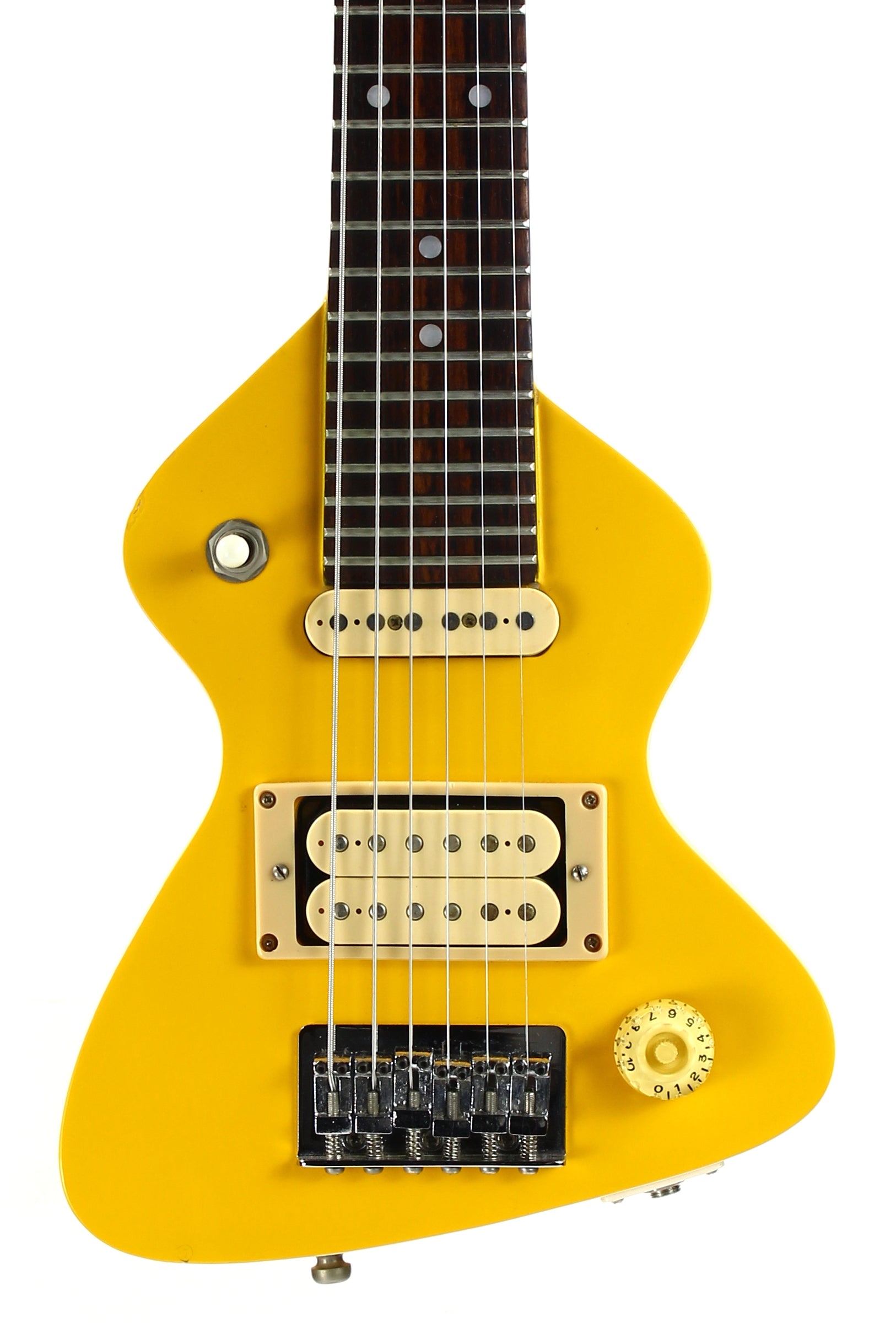 c. 1983 Hondo Dan Erlewine Chiquita Banana Yellow Travel Guitar w/ Amp –  Kansas City Vintage Guitars