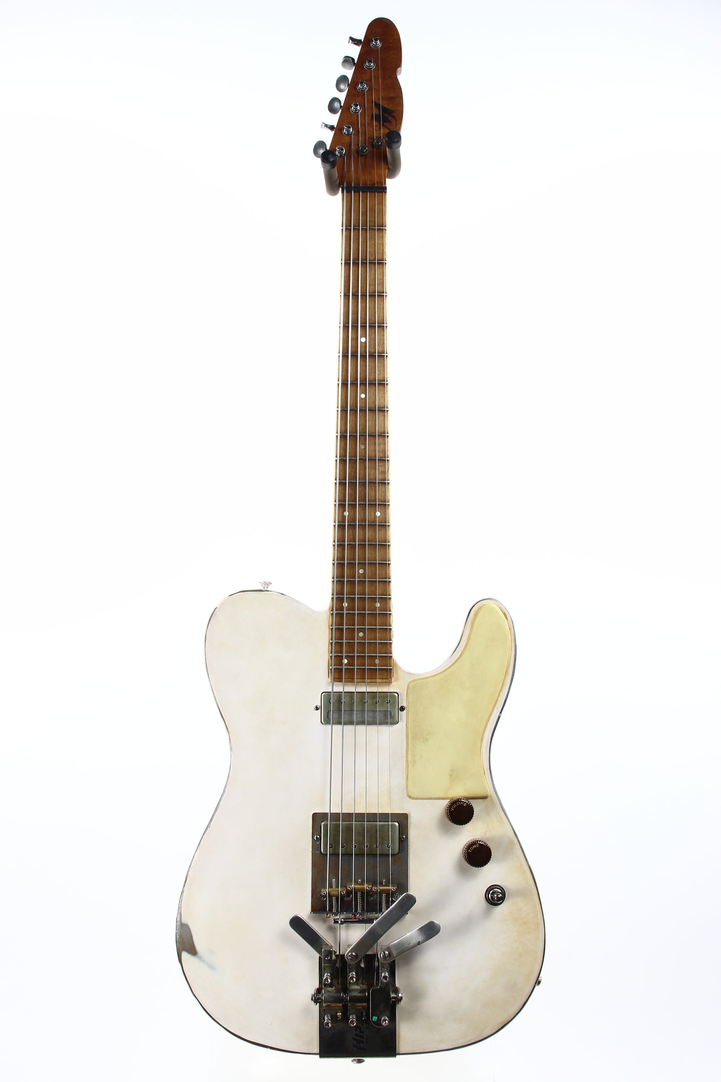 Mule Resophonics MULECASTER Tele Relic Steel Body Baritone Guitar -- Hipshot Palm Bender, Telecaster, White