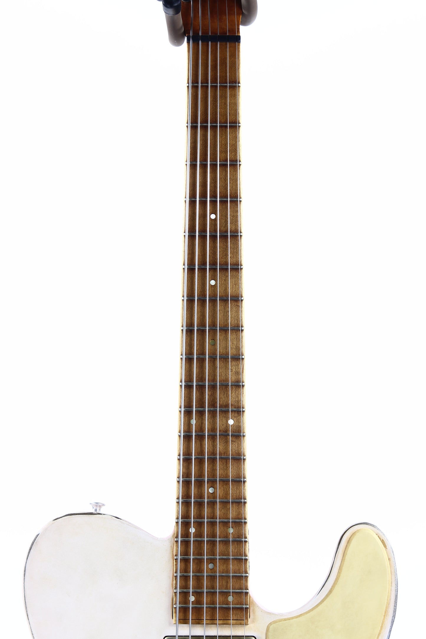 Mule Resophonics MULECASTER Tele Relic Steel Body Baritone Guitar -- Hipshot Palm Bender, Telecaster, White