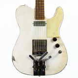 Mule Resophonics MULECASTER Tele Relic Steel Body Baritone Guitar -- Hipshot Palm Bender, Telecaster, White