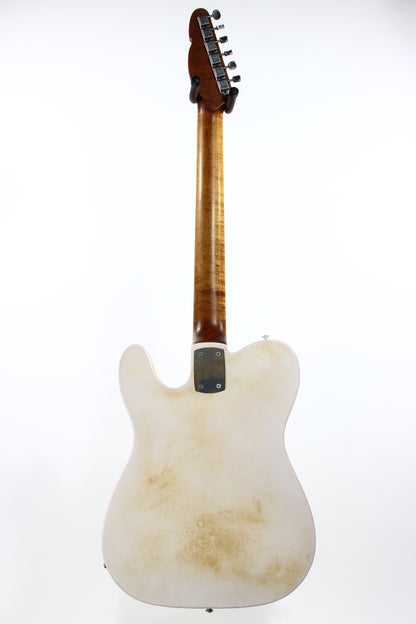 Mule Resophonics MULECASTER Tele Relic Steel Body Baritone Guitar -- Hipshot Palm Bender, Telecaster, White