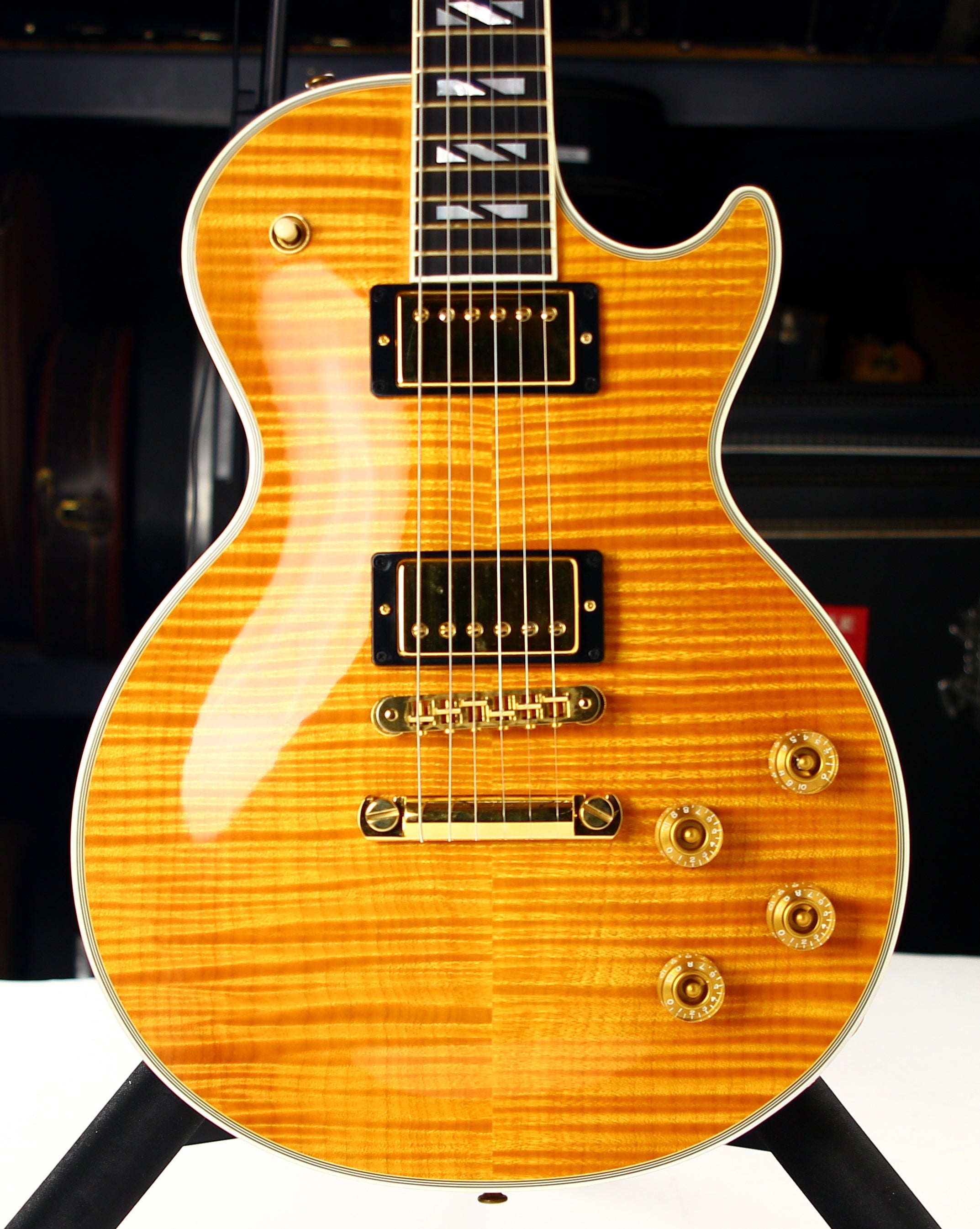 *SOLD*  2003 Gibson Les Paul Supreme Trans Amber KILLER Flame Top and Back - Ebony Fretboard - Super 400 Custom Inlays!