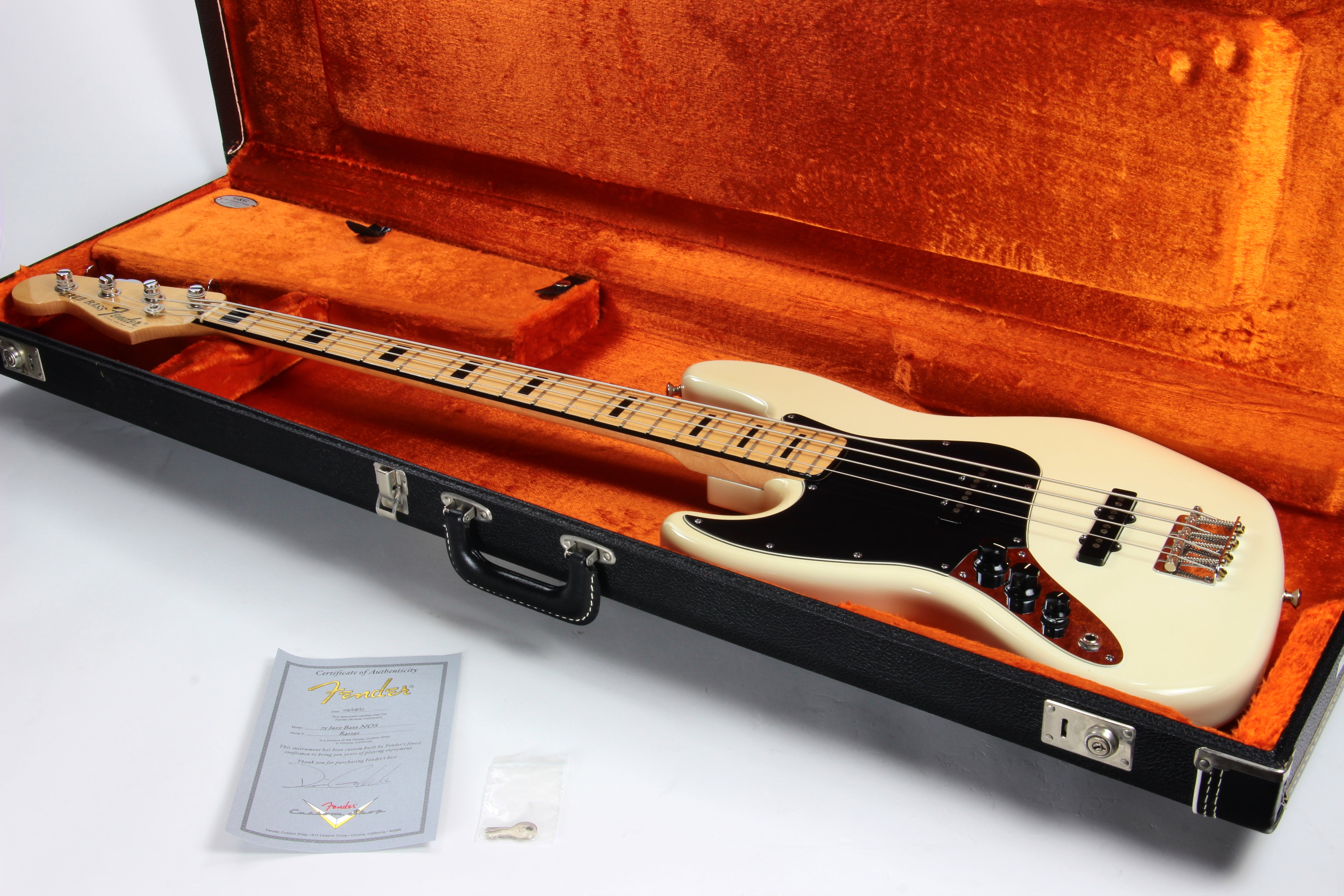 *SOLD*  2011 Fender Custom Shop Masterbuilt 75 Jazz Bass Left-Handed - Maple, Black Blocks 1970's