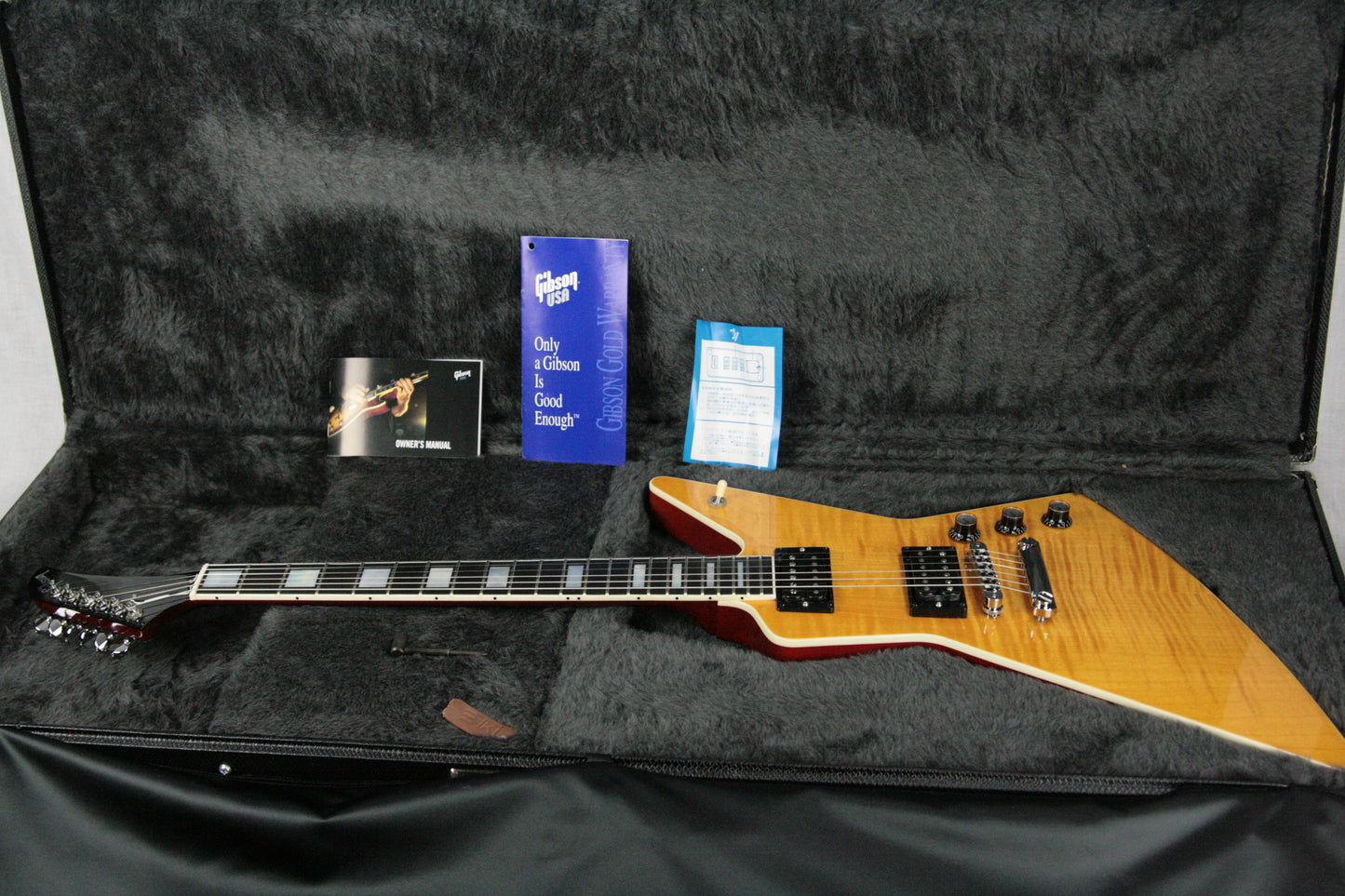 2005 Gibson Explorer Pro Flametop EBONY Board Les Paul Custom Inlays! X-Plorer