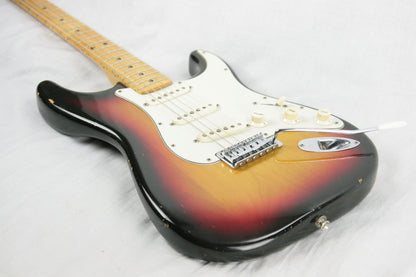 1973 Fender Stratocaster SUNBURST w/ Maple Neck Strat! Staggered Pole Pups 1970's