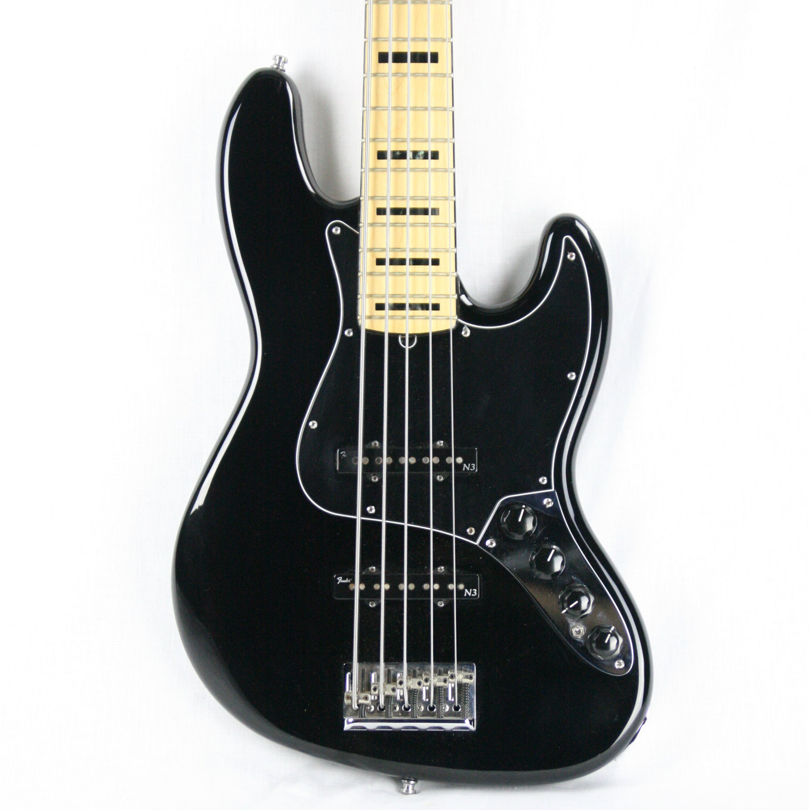 *SOLD*  2014 Fender American Deluxe Jazz Bass V 5-String USA Black w/ Maple Neck Block Inlays!
