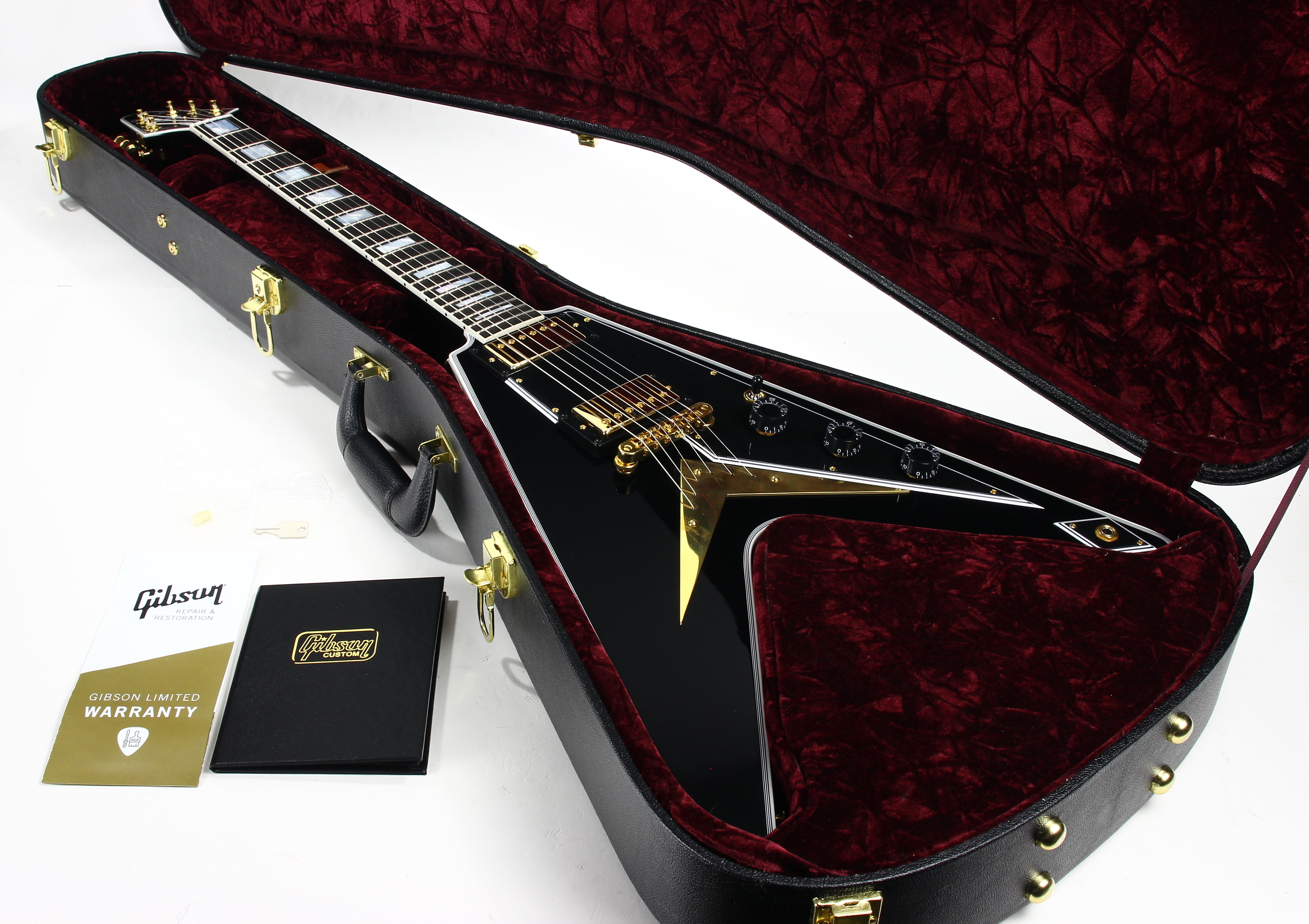 *SOLD*  2021 Gibson Custom Shop Flying V Custom Ebony Fingerboard - Black Beauty Les Paul Appointments!