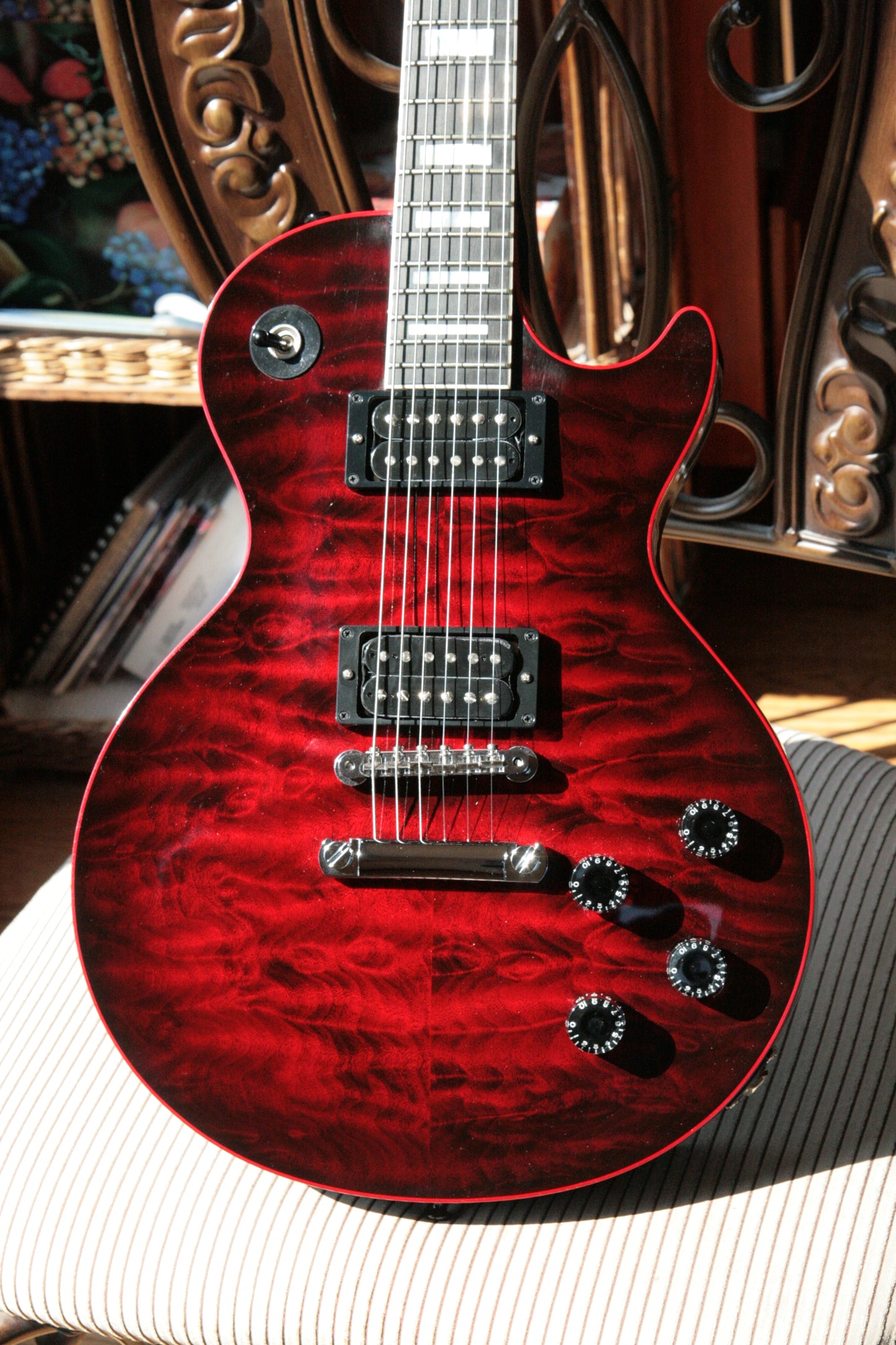 2009 Gibson BLACK WIDOW Les Paul #1 of 25! Custom Shop Ebony Board, Black Red Stinger! Flametop! 1959 Neck!