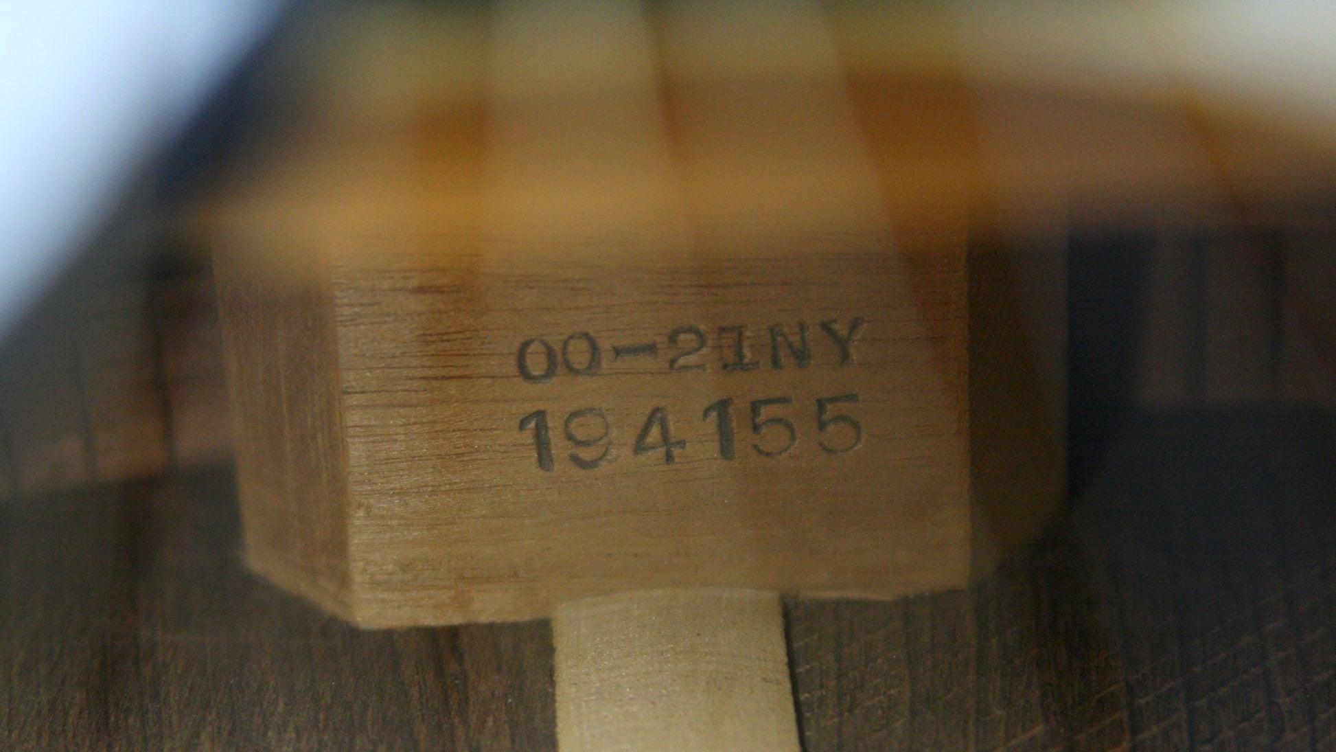 Martin guitar neck block serial number and model number 00-21ny