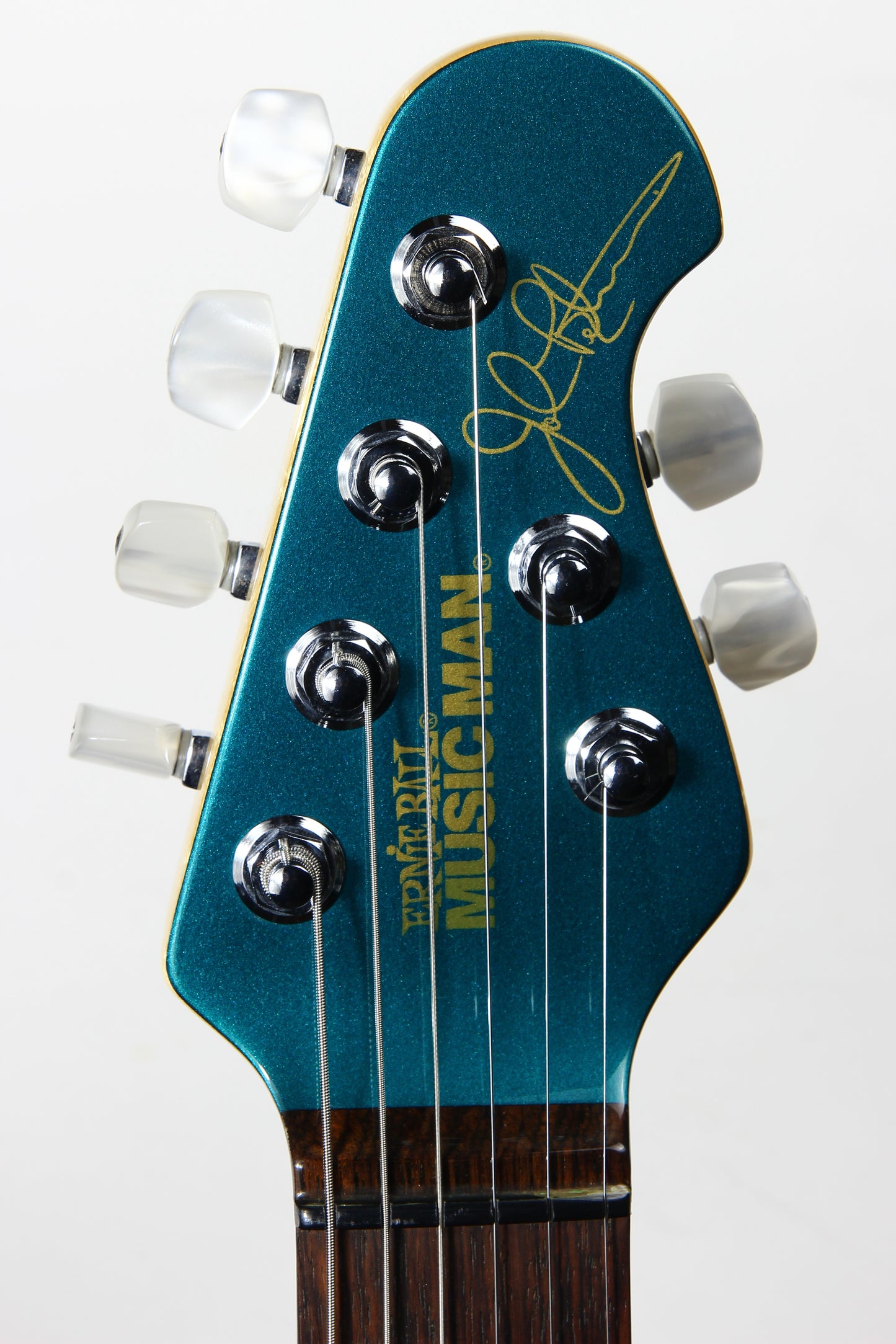 2005 Ernie Ball Music Man JP6 Teal Pearl John Petrucci Signature Model -- Matching Headstock
