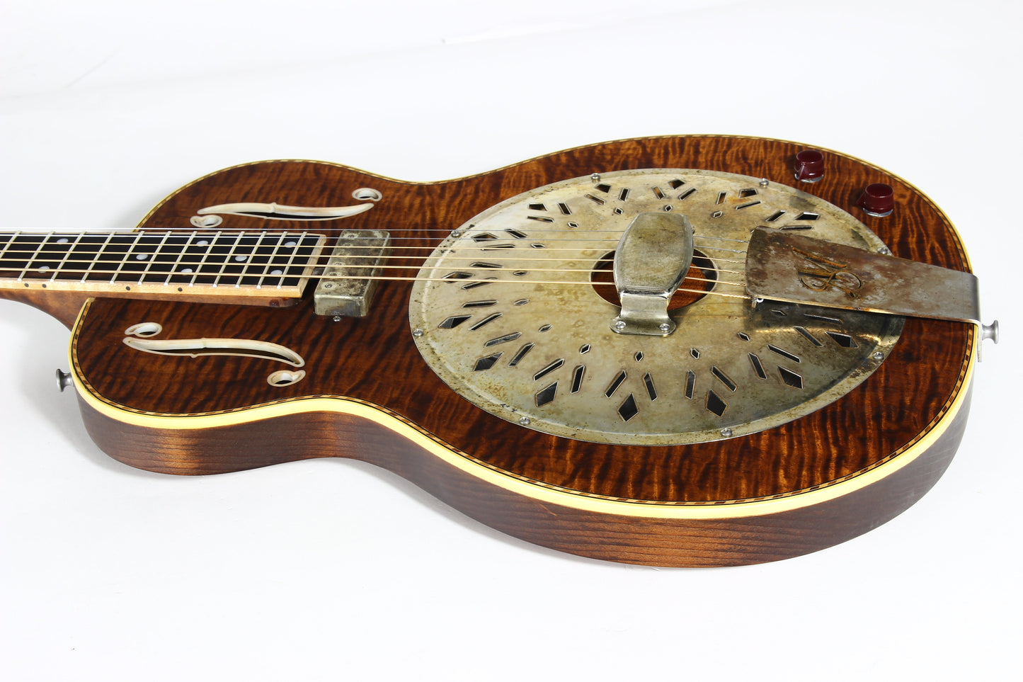 2021 Mule Resophonic MAVIS Electric Resonator - F-Hole, Flame Top & Neck, Volume/Tone Knobs!