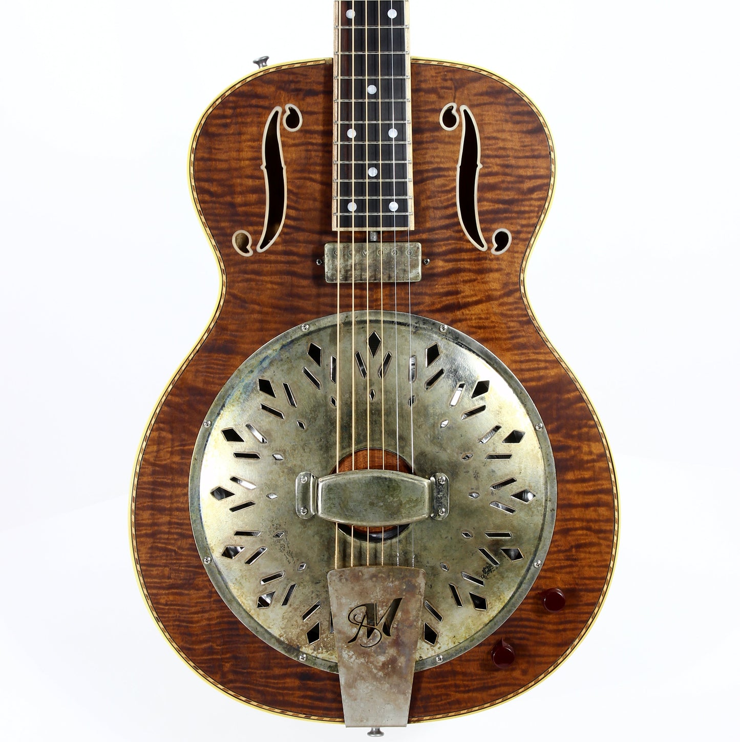 2021 Mule Resophonic MAVIS Electric Resonator - F-Hole, Flame Top & Neck, Volume/Tone Knobs!