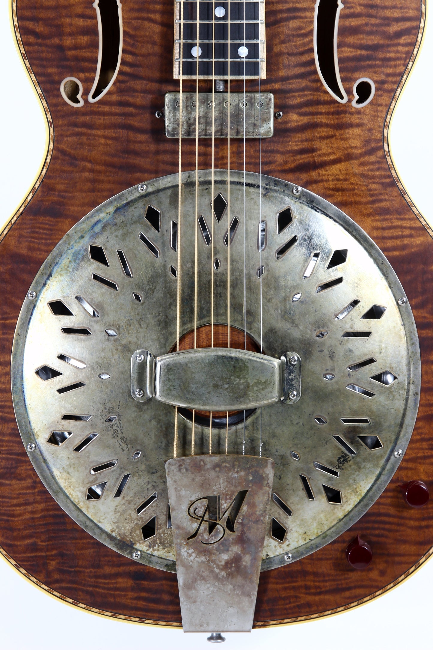 2021 Mule Resophonic MAVIS Electric Resonator - F-Hole, Flame Top & Neck, Volume/Tone Knobs!