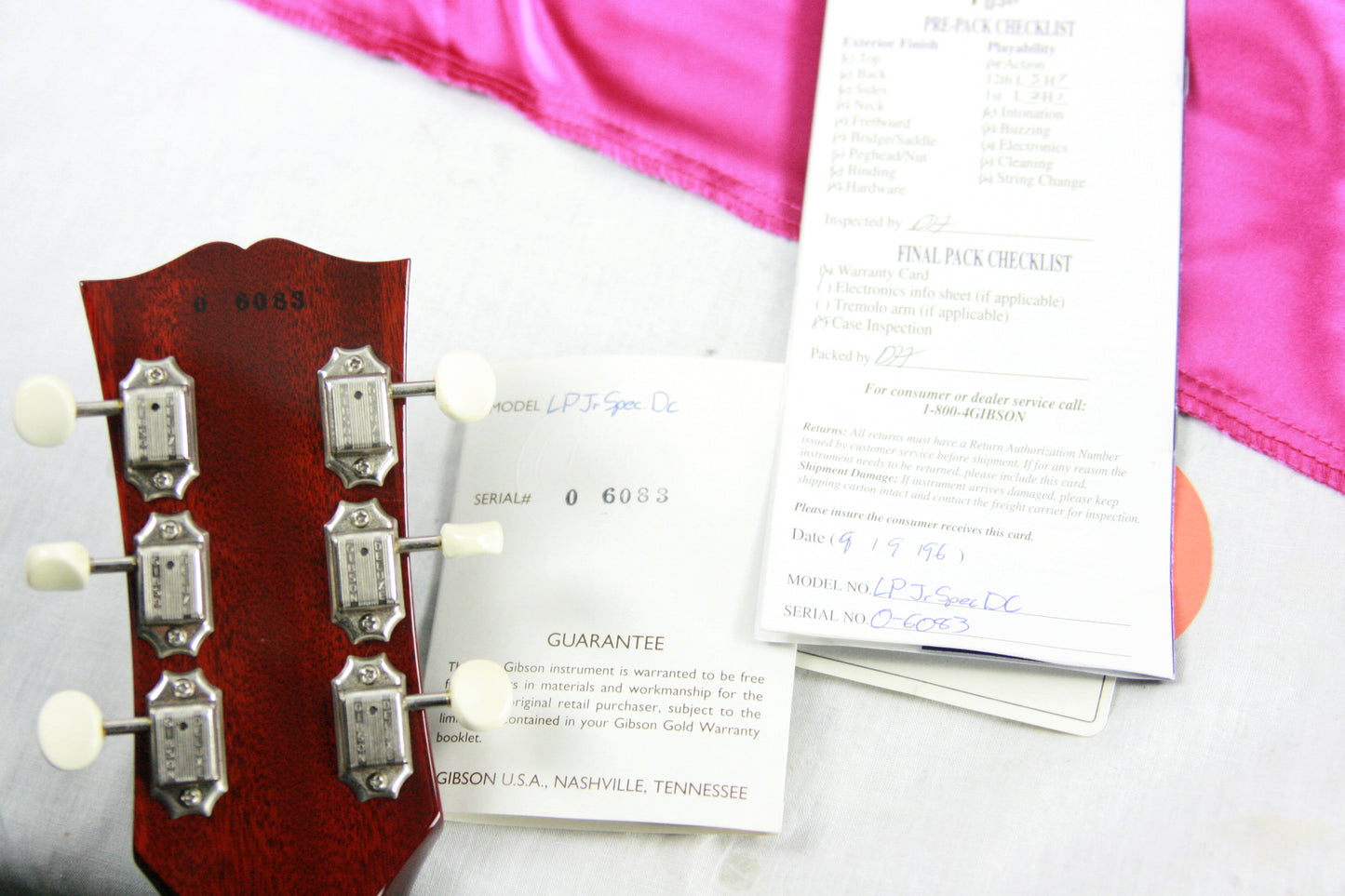 MINT 1996 Gibson Historic '60 Les Paul Jr. Cherry Double-Cutaway DC Junior Custom Shop! P90