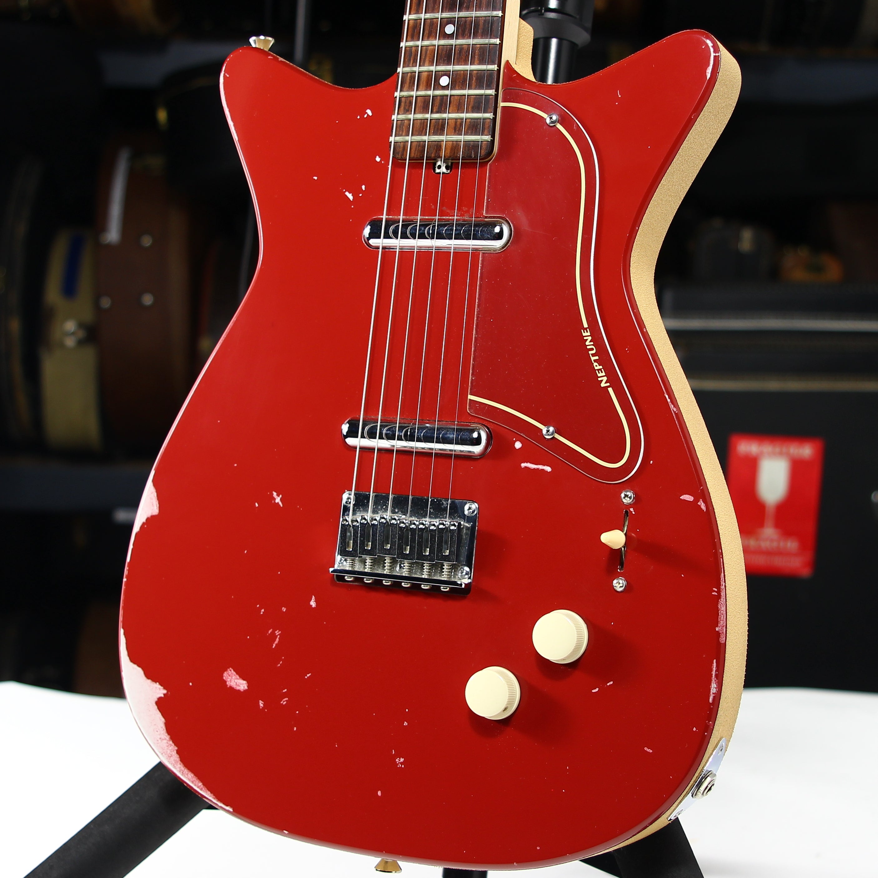 *SOLD*  Jerry Jones Neptune Shorthorn 2 Pickup Guitar - Cool Relic! Red, Lipstick Pickups! Jimmy Page Sounds!