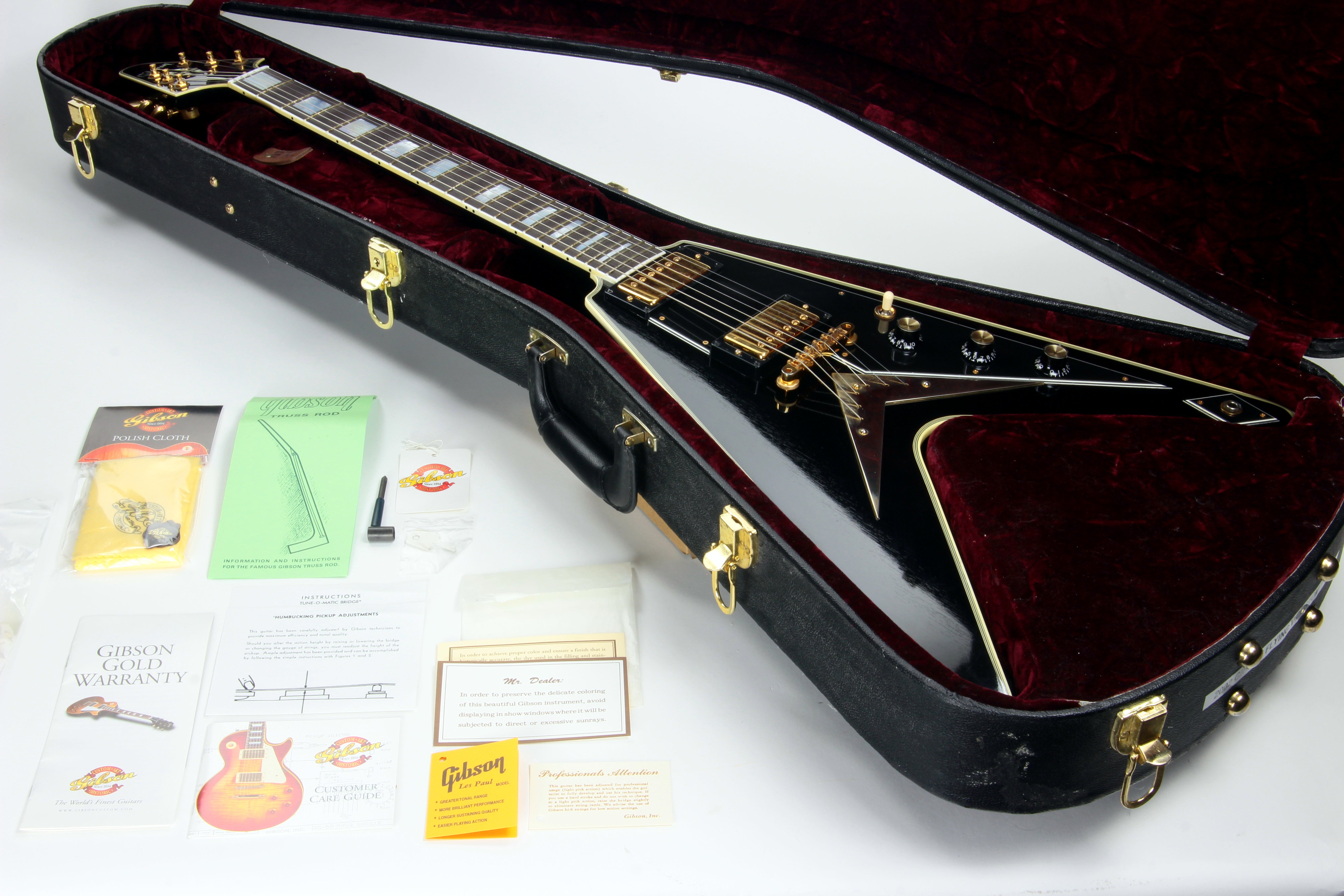 *SOLD*  2002 Gibson Flying V Custom Shop Ebony Fingerboard Black Limited Edition Historic - Only 40 Made!