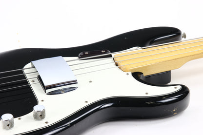 1974 Fender Precision Bass Fretless Black Custom Color - ALL ORIGINAL Vintage P! 1970’s, Maple Board