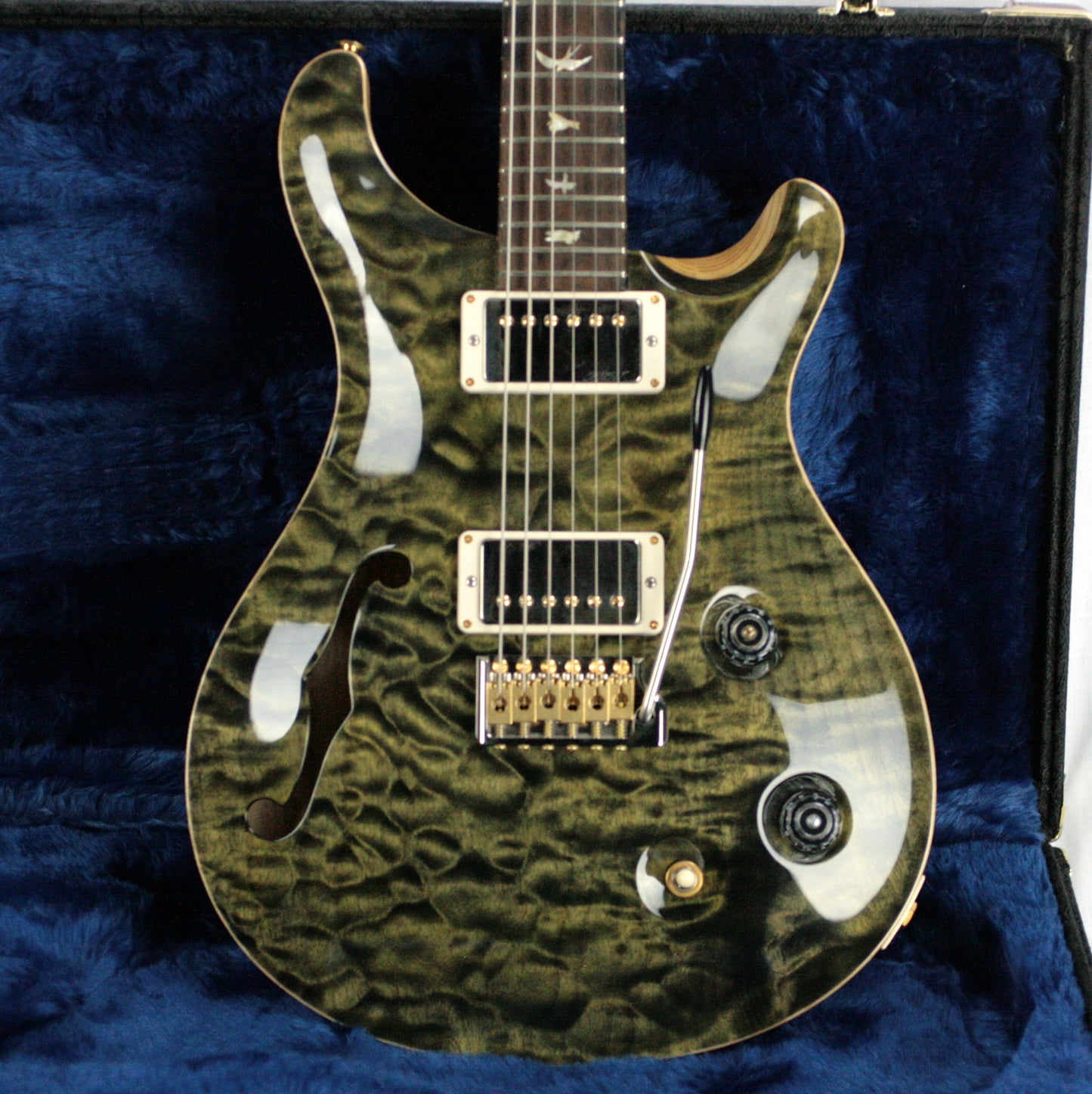 MINT 2018 PRS Wood Library Custom 22 Semi Hollow 1 Piece Quilt 10 Top! Obsidian! Artist Case!