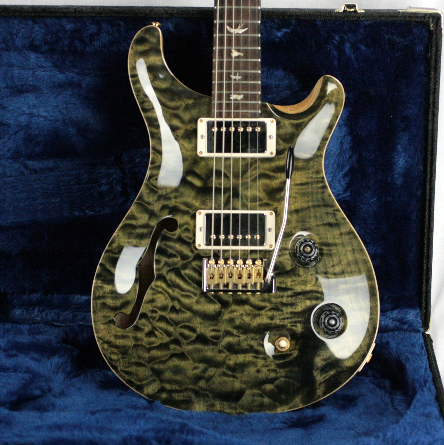 MINT 2018 PRS Wood Library Custom 22 Semi Hollow 1 Piece Quilt 10 Top! Obsidian! Artist Case!