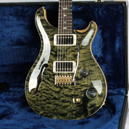 MINT 2018 PRS Wood Library Custom 22 Semi Hollow 1 Piece Quilt 10 Top! Obsidian! Artist Case!