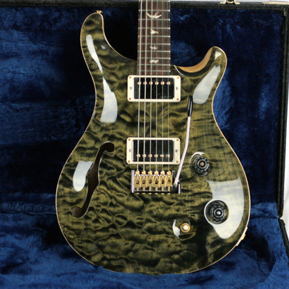 MINT 2018 PRS Wood Library Custom 22 Semi Hollow 1 Piece Quilt 10 Top! Obsidian! Artist Case!