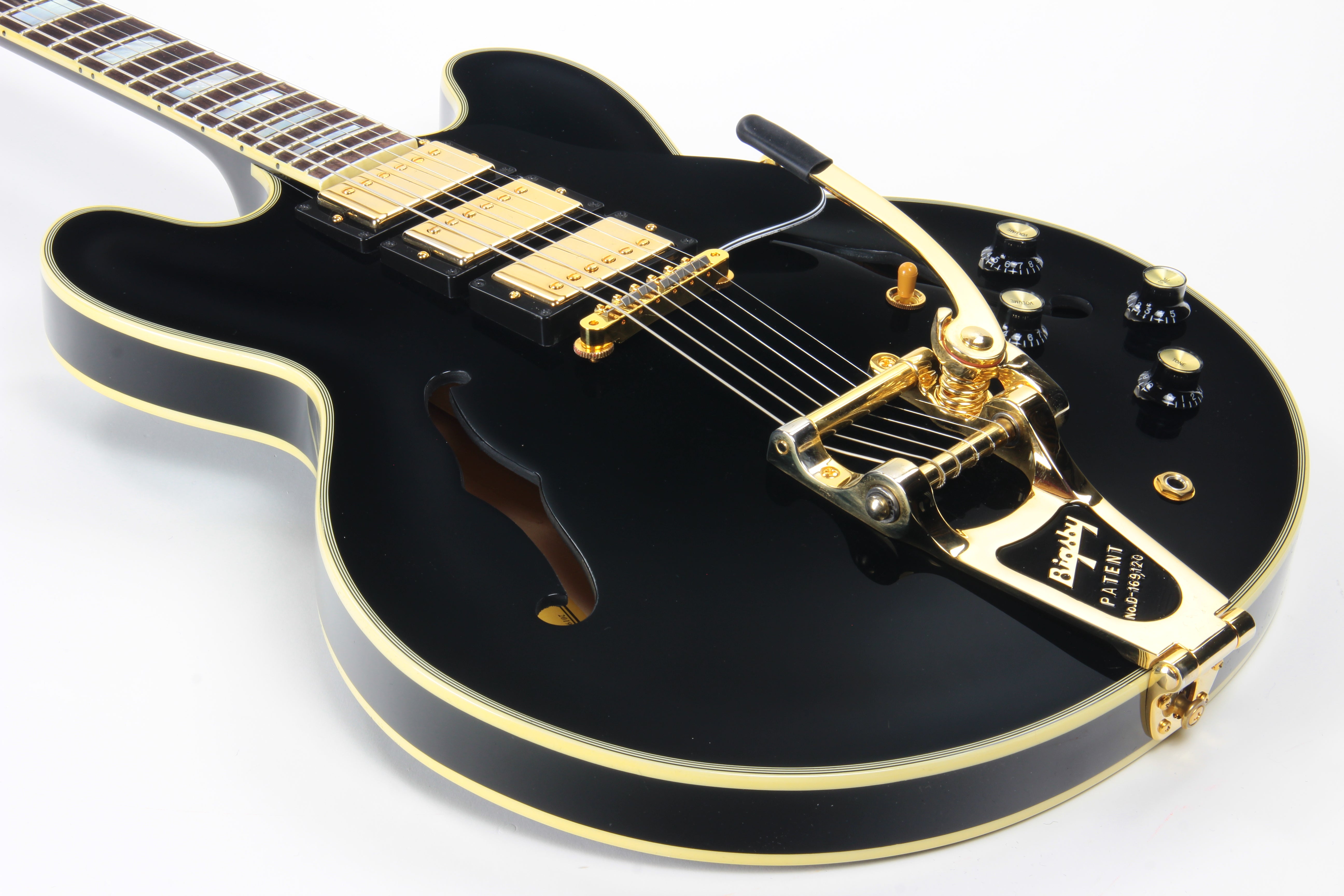 2019 Gibson Memphis Limited Edition ES-355 Black Beauty 3 Pickups Bigsby -  Les Paul Custom Ebony