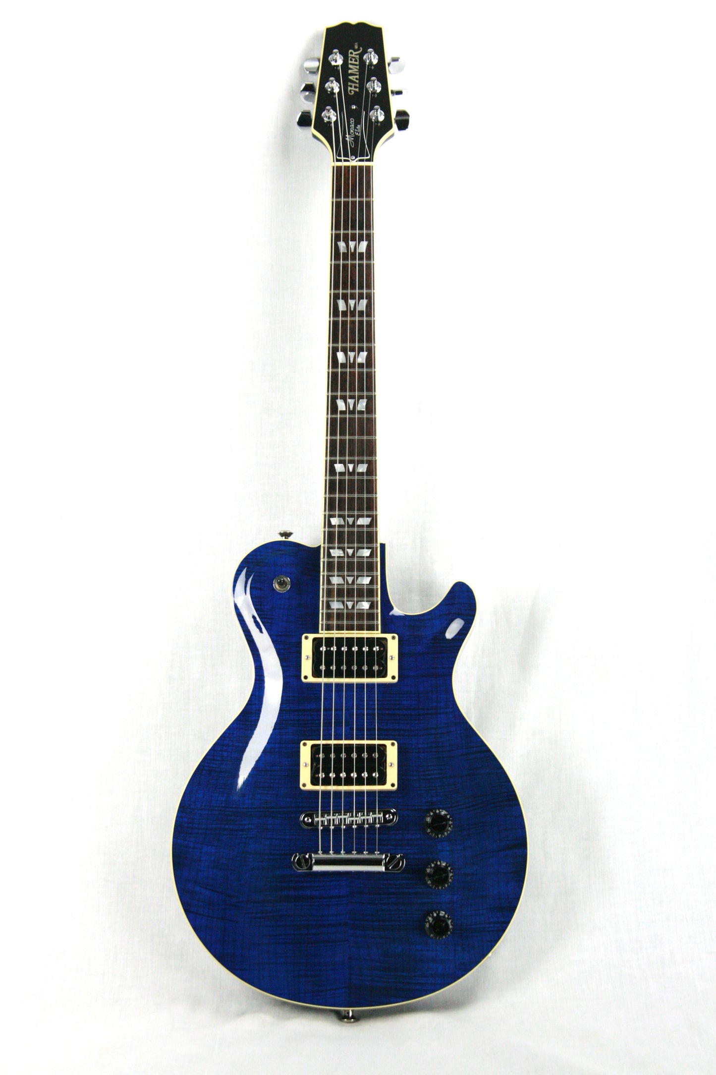 c. 2007 Hamer USA Monaco Elite Indigo Blue FLAMETOP! Seymour Duncan, Tone Pros