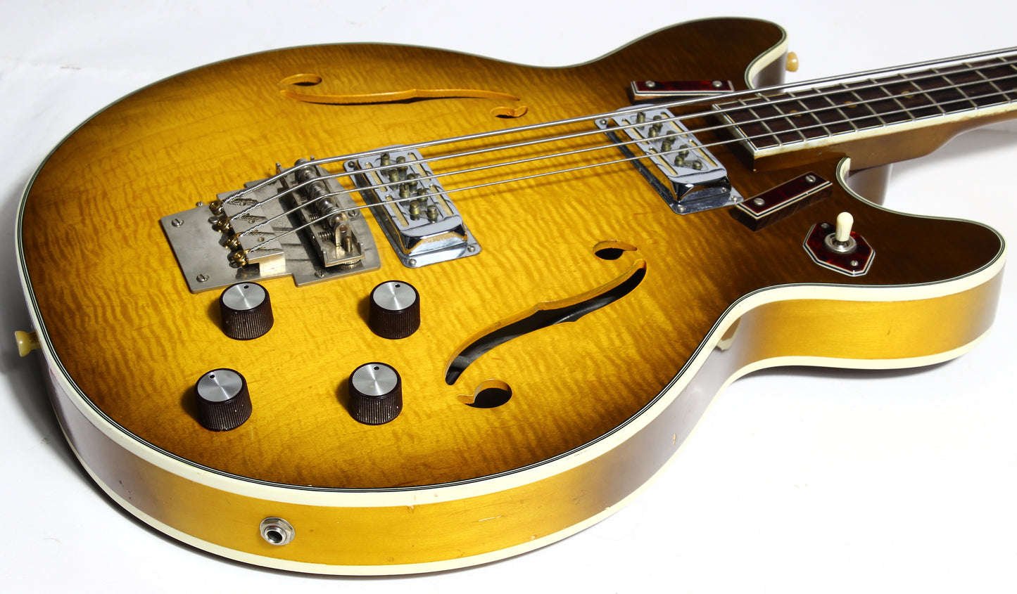 1966 Harmony H-27 Hollowbody Electric Bass Sunburst - 1960's Vintage H-22, Dearmonds