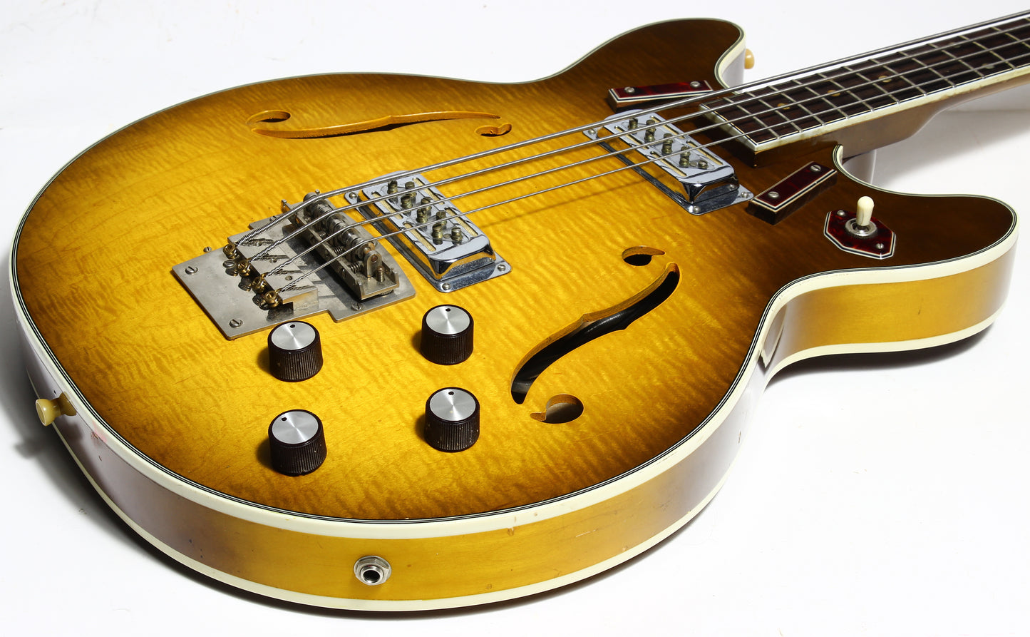 1966 Harmony H-27 Hollowbody Electric Bass Sunburst - 1960's Vintage H-22, Dearmonds