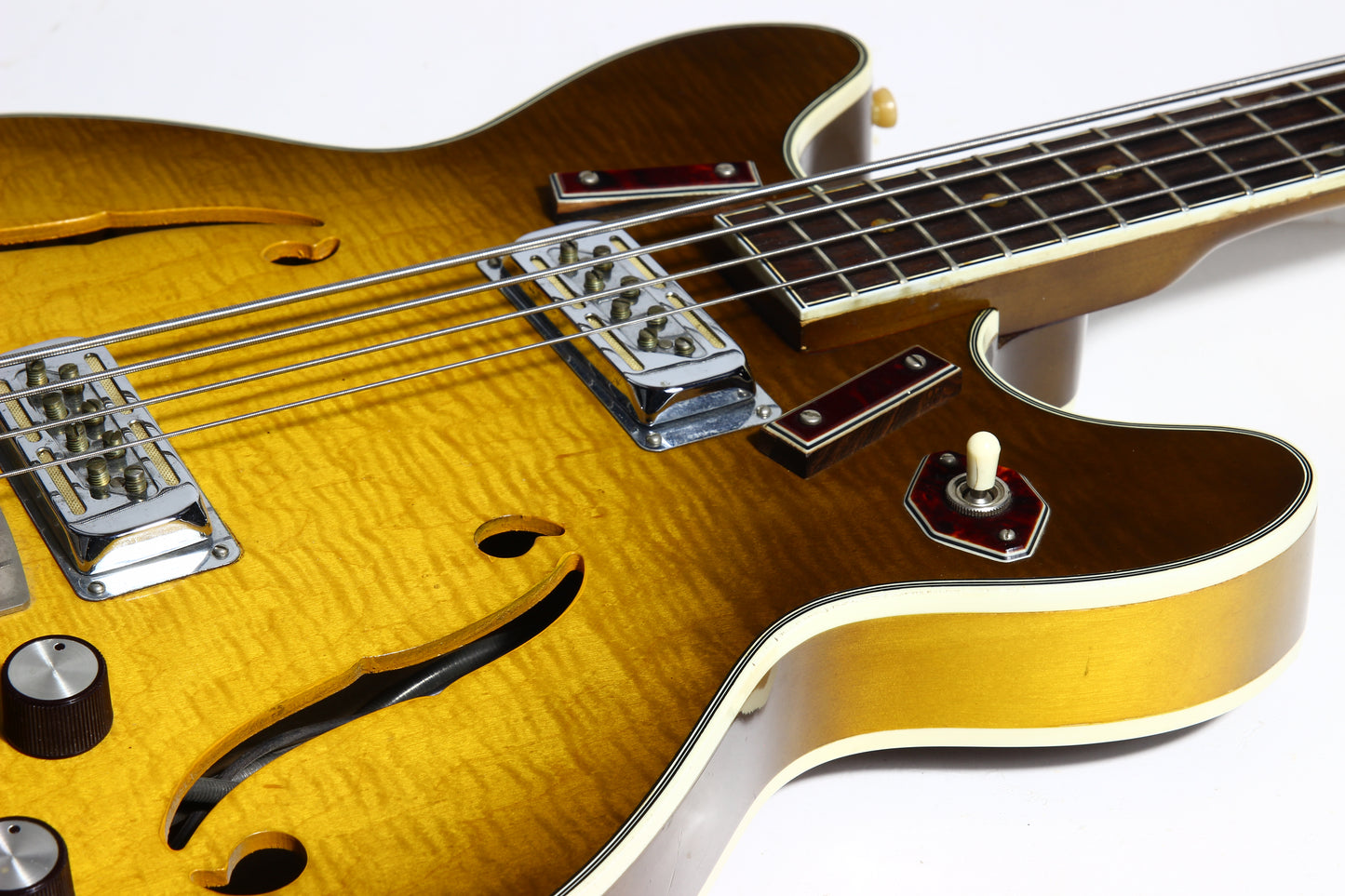 1966 Harmony H-27 Hollowbody Electric Bass Sunburst - 1960's Vintage H-22, Dearmonds