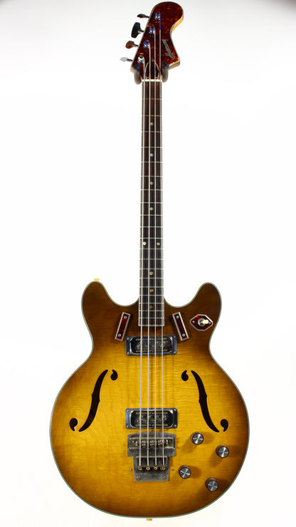 1966 Harmony H-27 Hollowbody Electric Bass Sunburst - 1960's Vintage H-22, Dearmonds