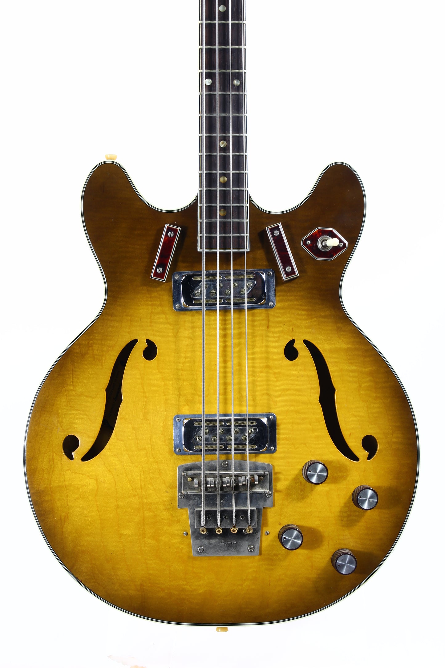 1966 Harmony H-27 Hollowbody Electric Bass Sunburst - 1960's Vintage H-22, Dearmonds