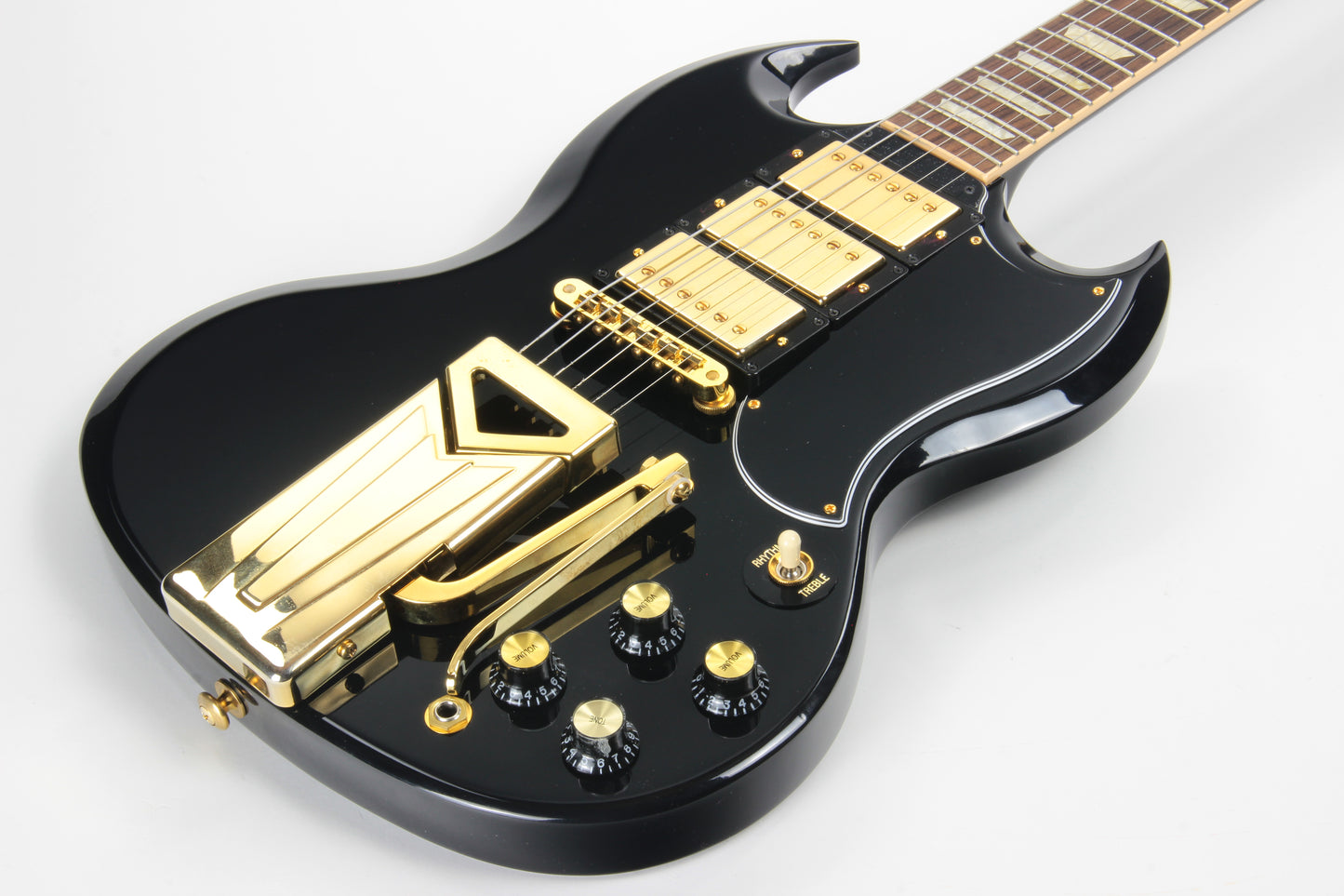 2015 Gibson Limited Edition SGS3 Ebony Black 3 Pickup, Sideways Vibrola - SG Les Paul Standard Custom