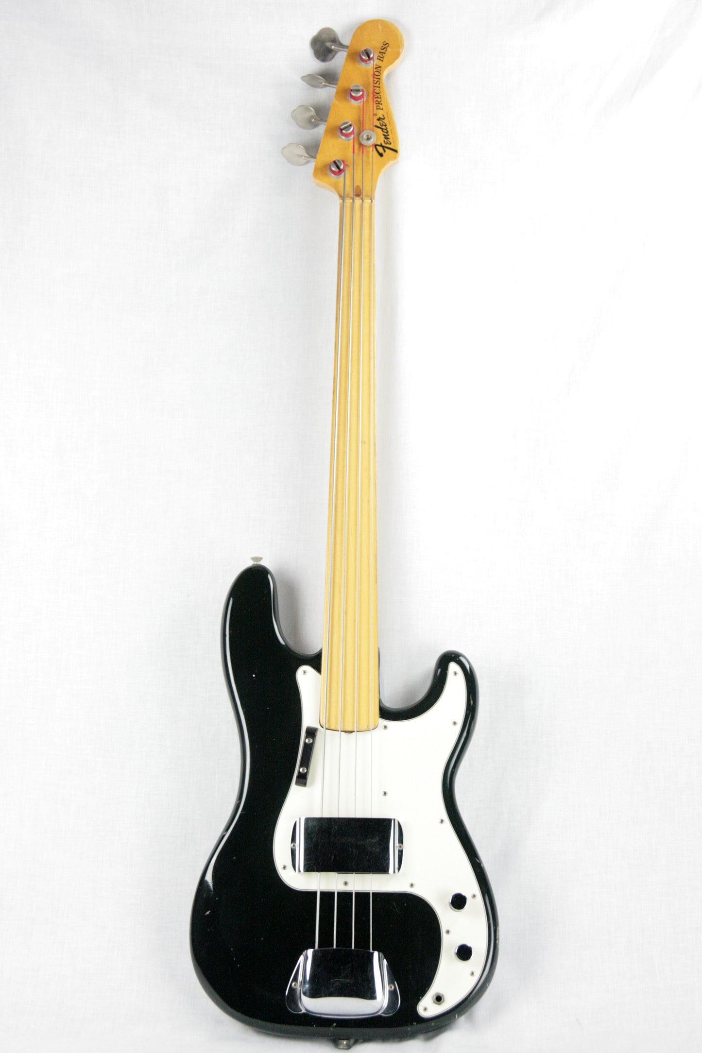 1974 Fender Precision Bass BLACK w/ Original Case! Fretless Maple Fretboard 1970's P jazz vintage