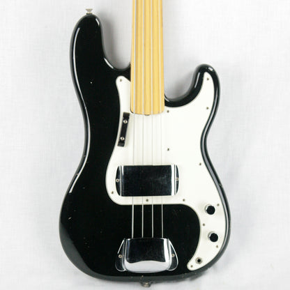 1974 Fender Precision Bass BLACK w/ Original Case! Fretless Maple Fretboard 1970's P jazz vintage