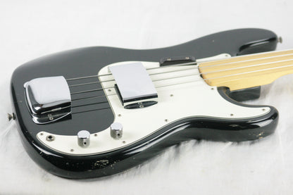 1974 Fender Precision Bass BLACK w/ Original Case! Fretless Maple Fretboard 1970's P jazz vintage