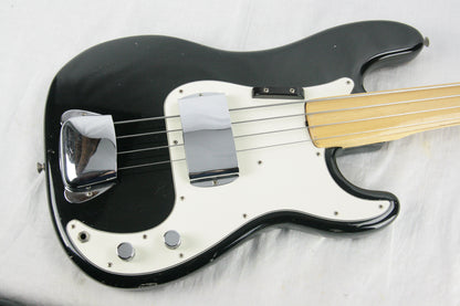 1974 Fender Precision Bass BLACK w/ Original Case! Fretless Maple Fretboard 1970's P jazz vintage