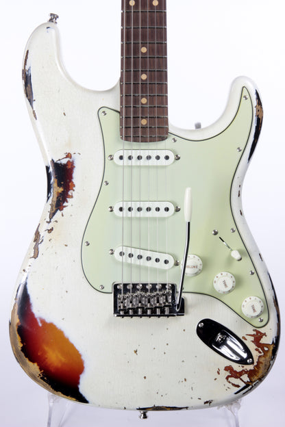 2020 Fender '64 Custom Shop GT11 Heavy Relic Stratocaster Roasted Flame Neck! Olympic White/Sunburst Sweetwater