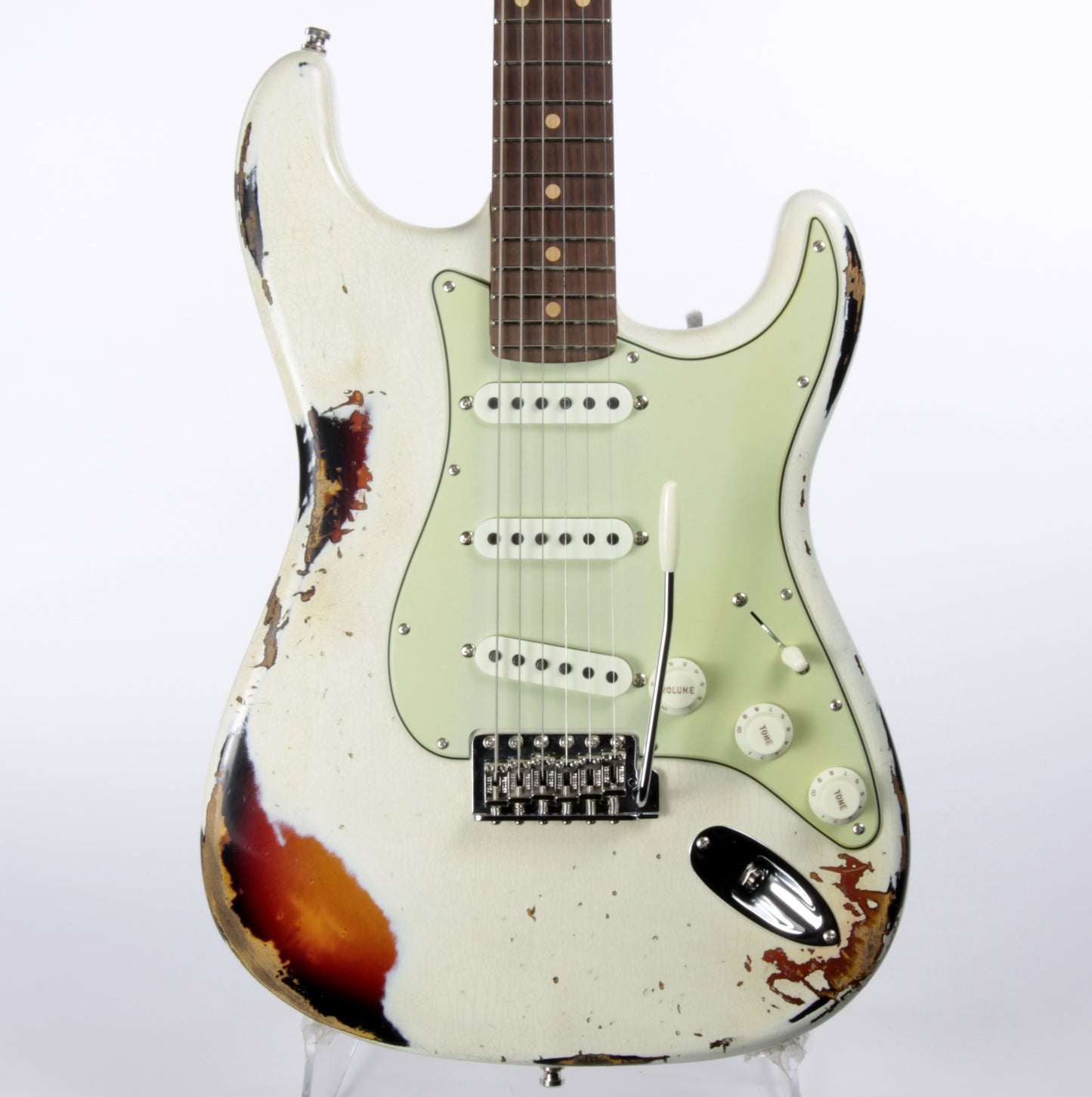 2020 Fender '64 Custom Shop GT11 Heavy Relic Stratocaster Roasted Flame Neck! Olympic White/Sunburst Sweetwater