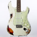 *SOLD*  2020 Fender '64 Custom Shop GT11 Heavy Relic Stratocaster Roasted Flame Neck! Olympic White/Sunburst Sweetwater