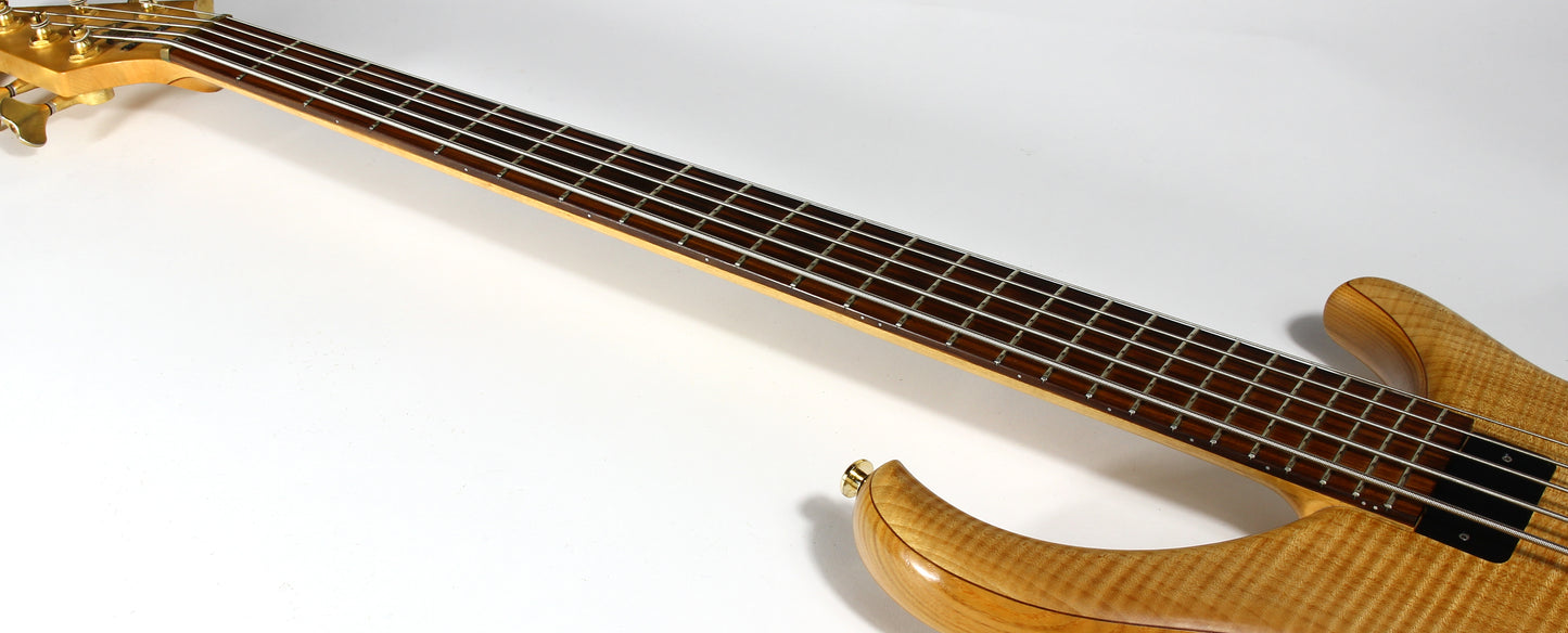 1999 Alembic Excel 5-String Bass - Flame Maple Top, Ash Body, Pau Ferro Board, High Quality USA!