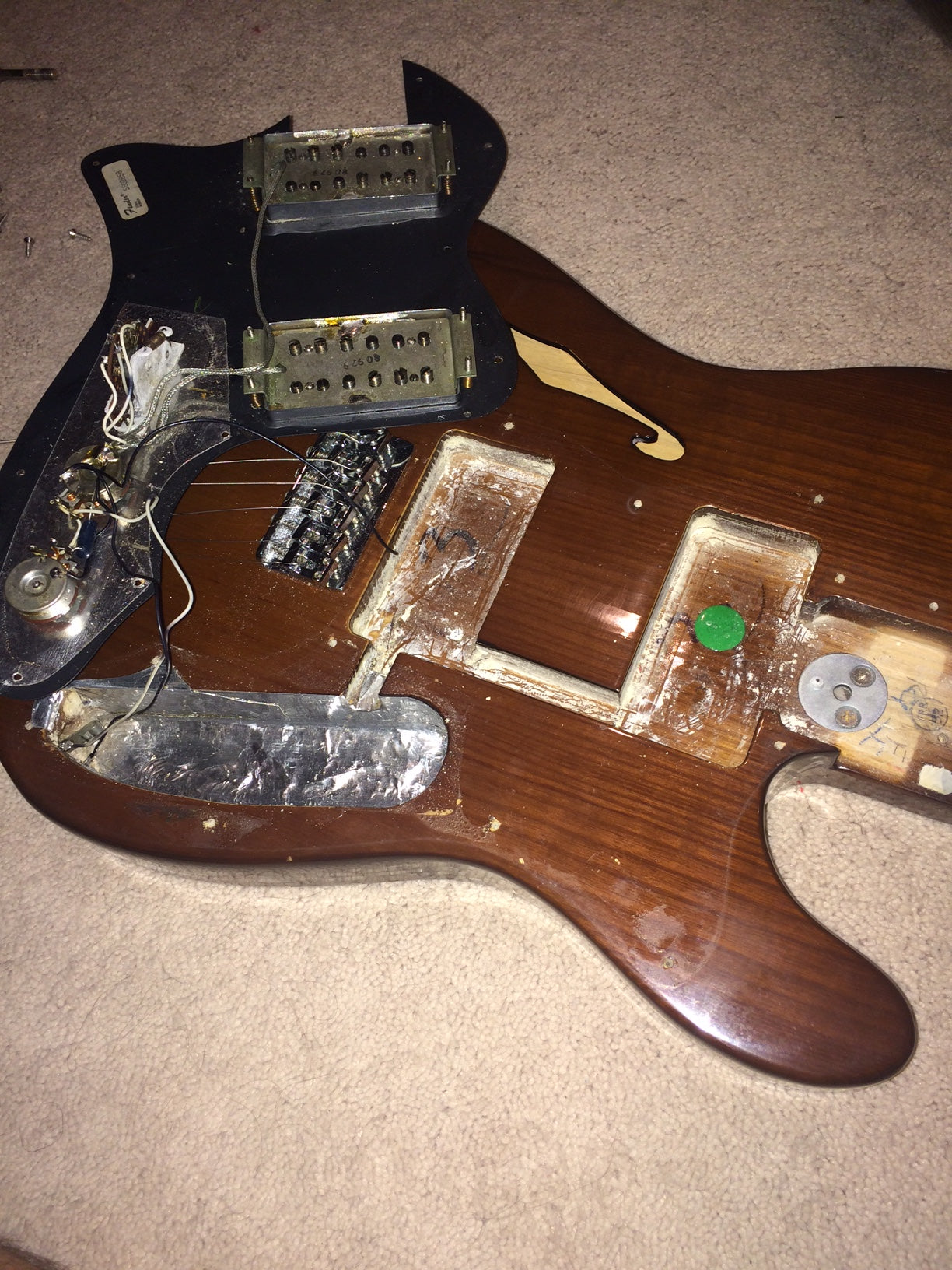 1979 Fender Telecaster Thinline Mocha Brown Finish w/ OHSC! 1970's Tele, Deluxe, Custom, Wide-Range Humbuckers!