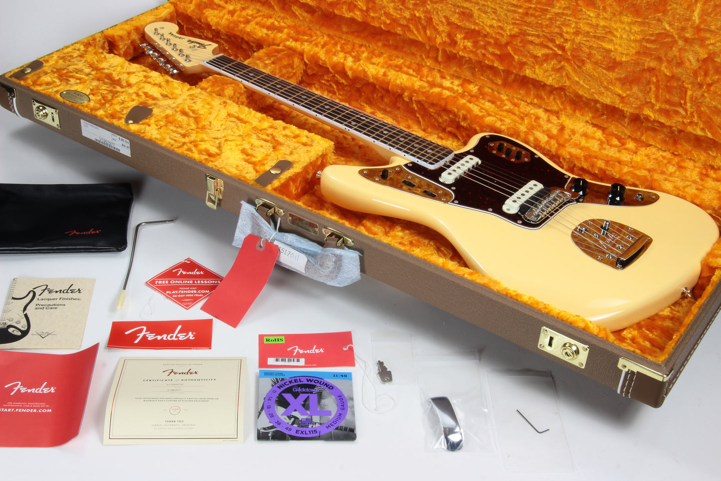 Fender 1965 American Vintage Thin Skin Jaguar Reissue - White, Matching Headstock, Bound, Lacquer, AVRI