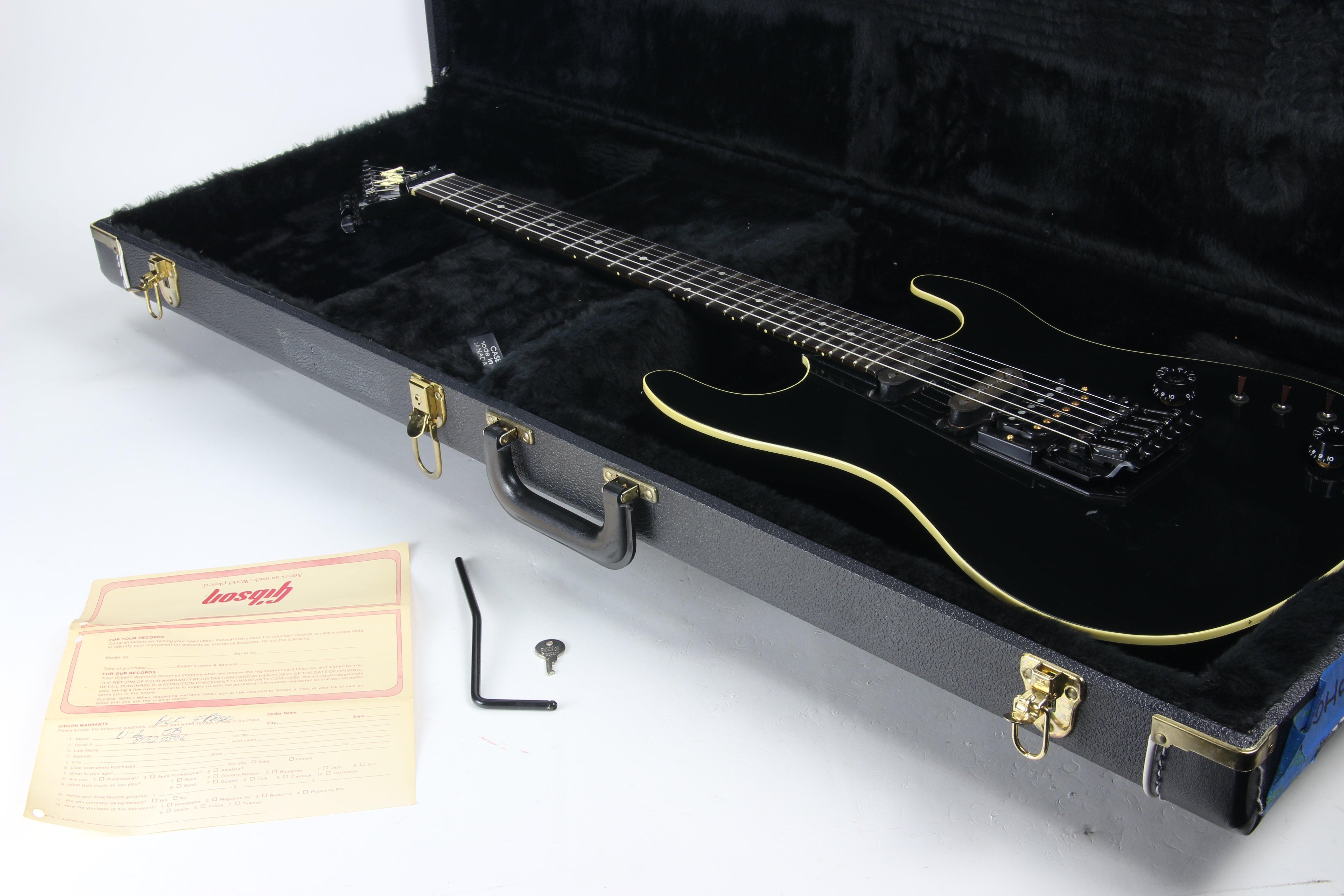 *SOLD*  RARE 1987 Gibson U2 Floyd Rose Flying V Raised Logo US-1 - Black Neck-Through Super Strat
